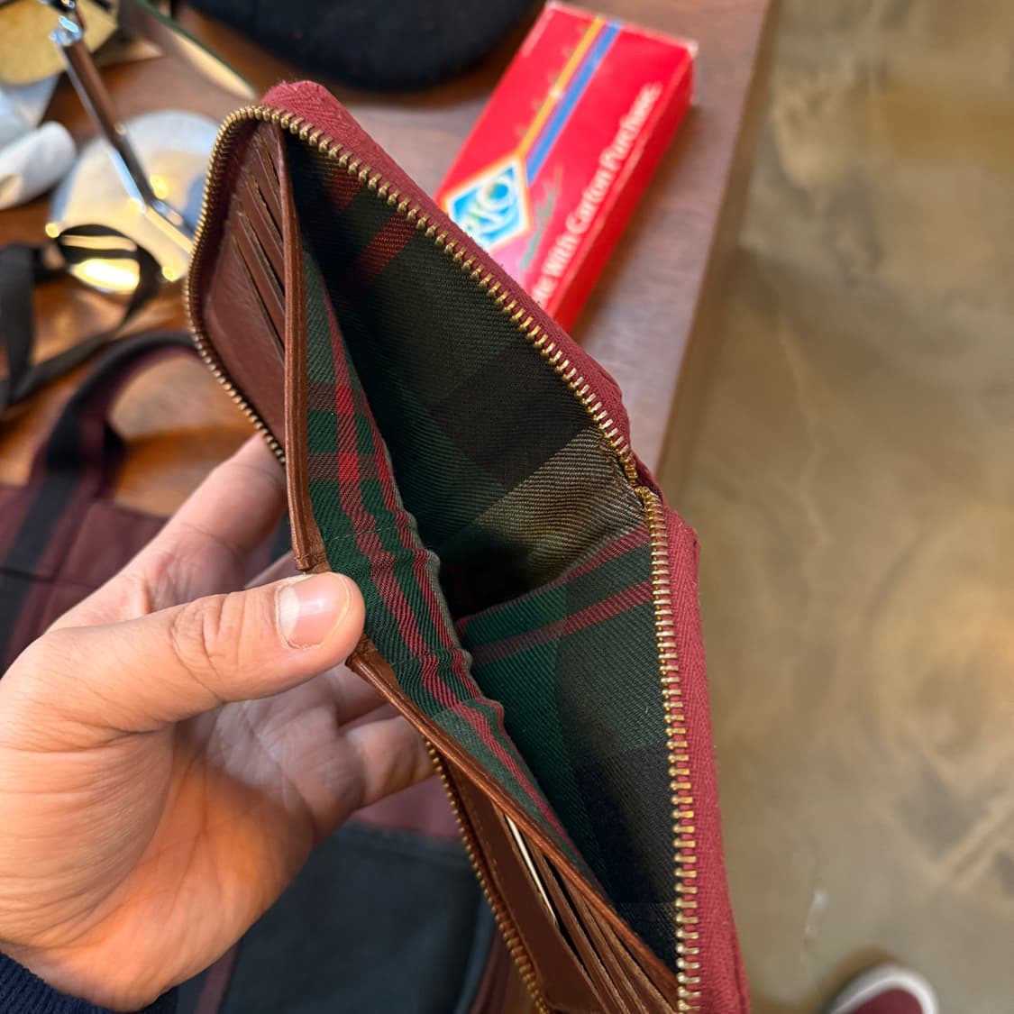 RRL 오일 코튼 버건디 월렛 상품이미지6