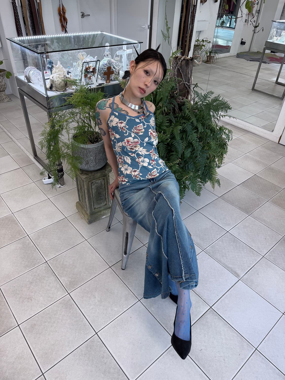 stitch mermaid denim skirt 상품이미지1
