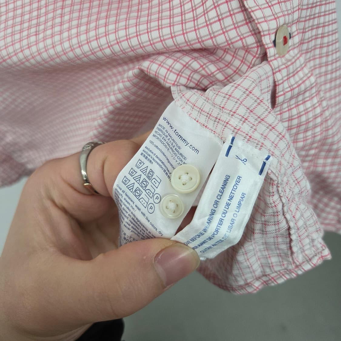 타미힐피거 깅엄 체크 셔츠 레드 남L 상품이미지6