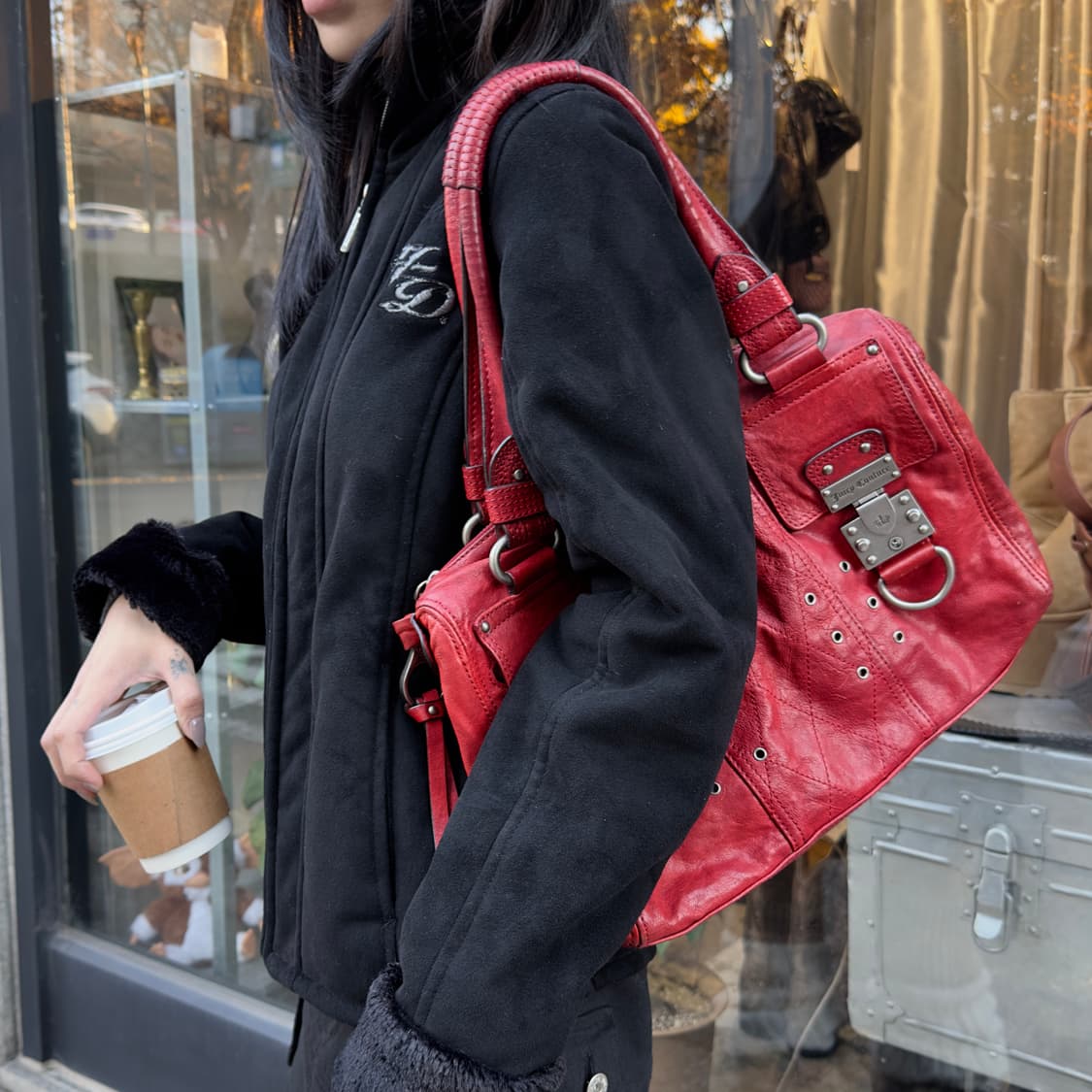 00s Y2K 빈티지 쥬시 꾸뛰르 가죽 락 버클 백 상품이미지6