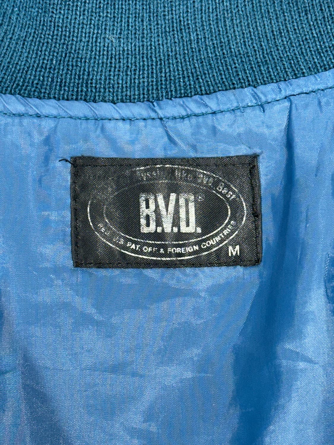 일본 빈티지 블루 그레이 BVD 자수 울 바시티 자켓 M 상품이미지7