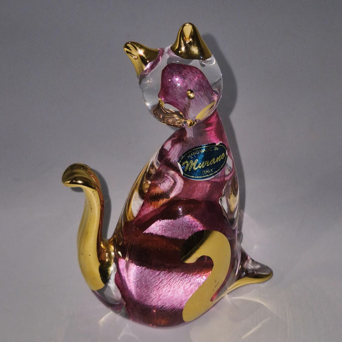 70s 이탈리아 무라노 컬러 22k 유리 고양이 상품이미지6