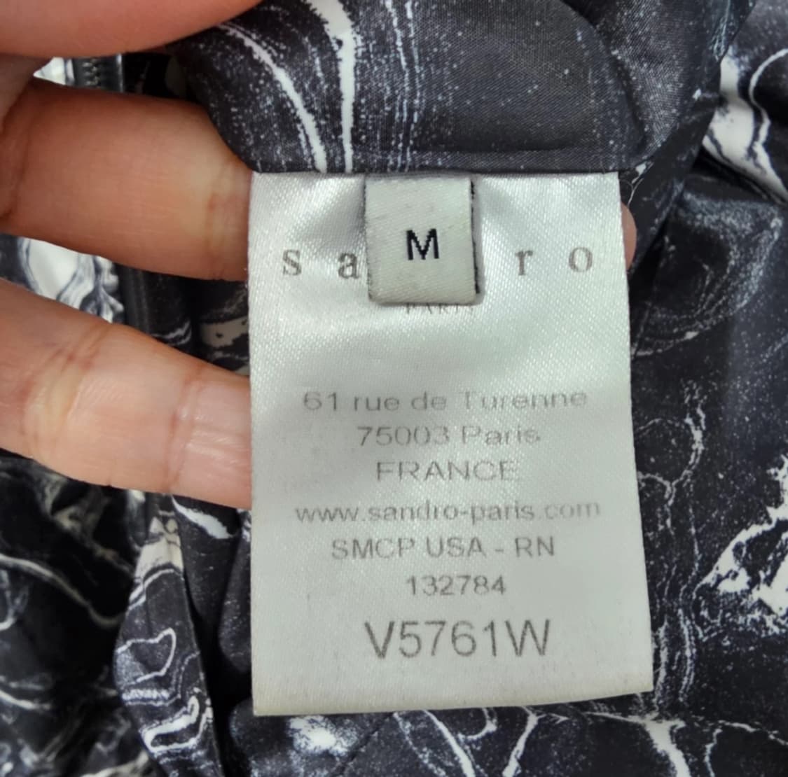 산드로 옴므 마블 프린트 리버시블 퀼팅 봄버 자켓 95 상품이미지9