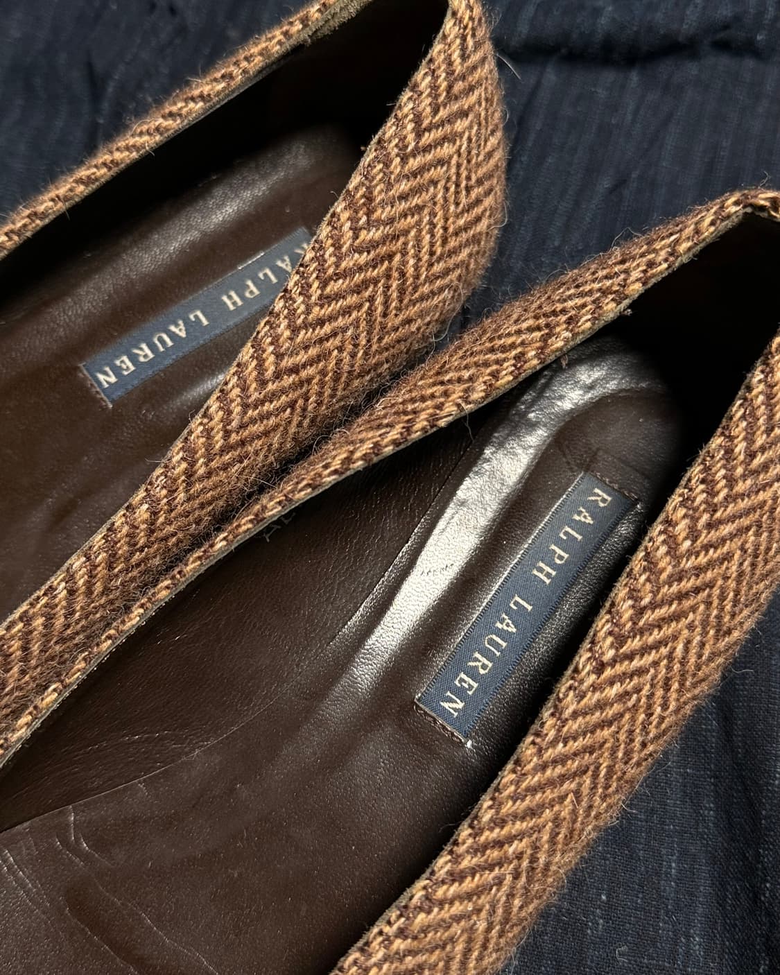 90-00‘s 폴로 랄프로렌 헤링본 트위드 테슬 플랫슈즈 6 1/2 상품이미지4