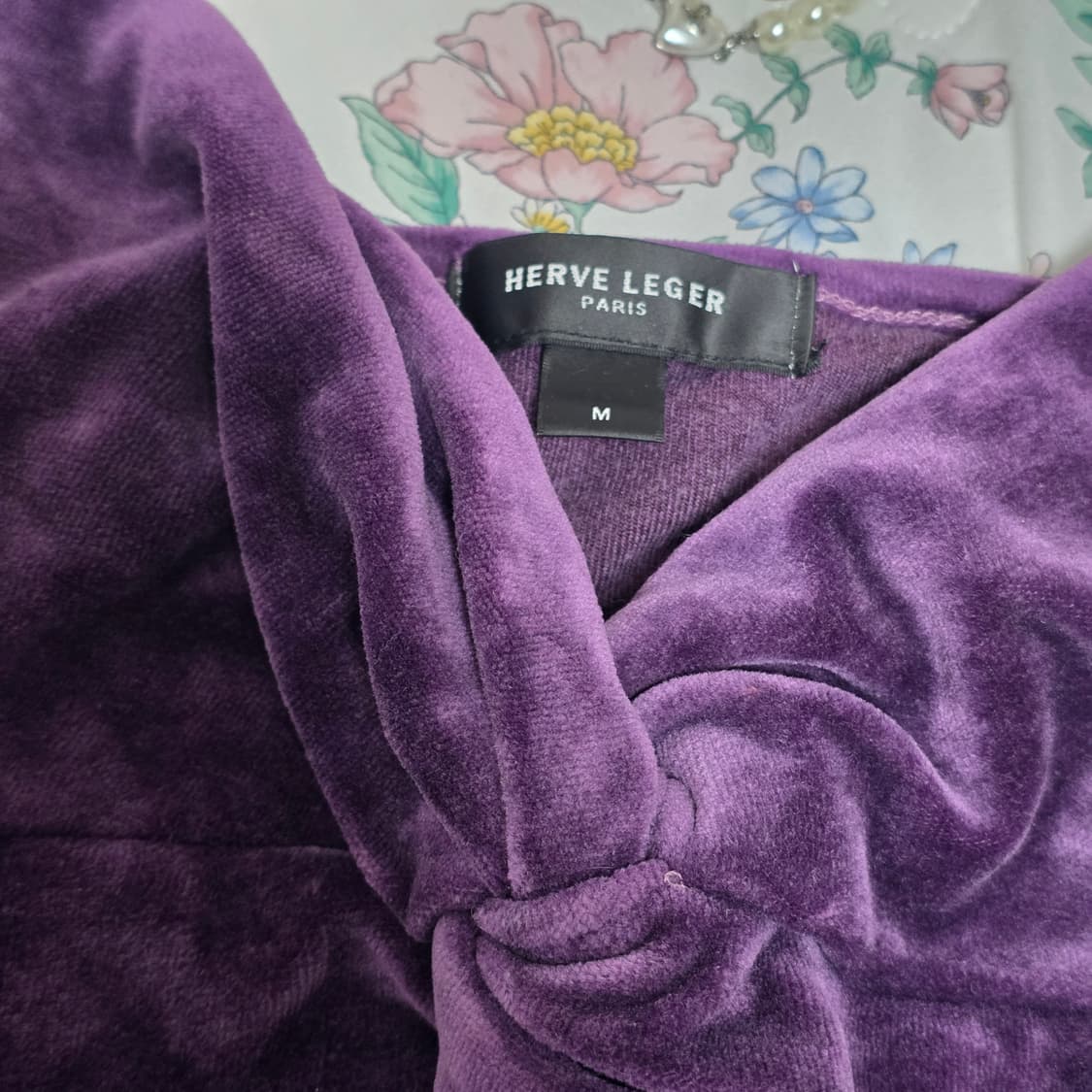 에르베레제 파리빈티지)벨벳 퍼플꼬임 오네갸루 나나깔 로맨틱 슬리브리스탑 상품이미지4