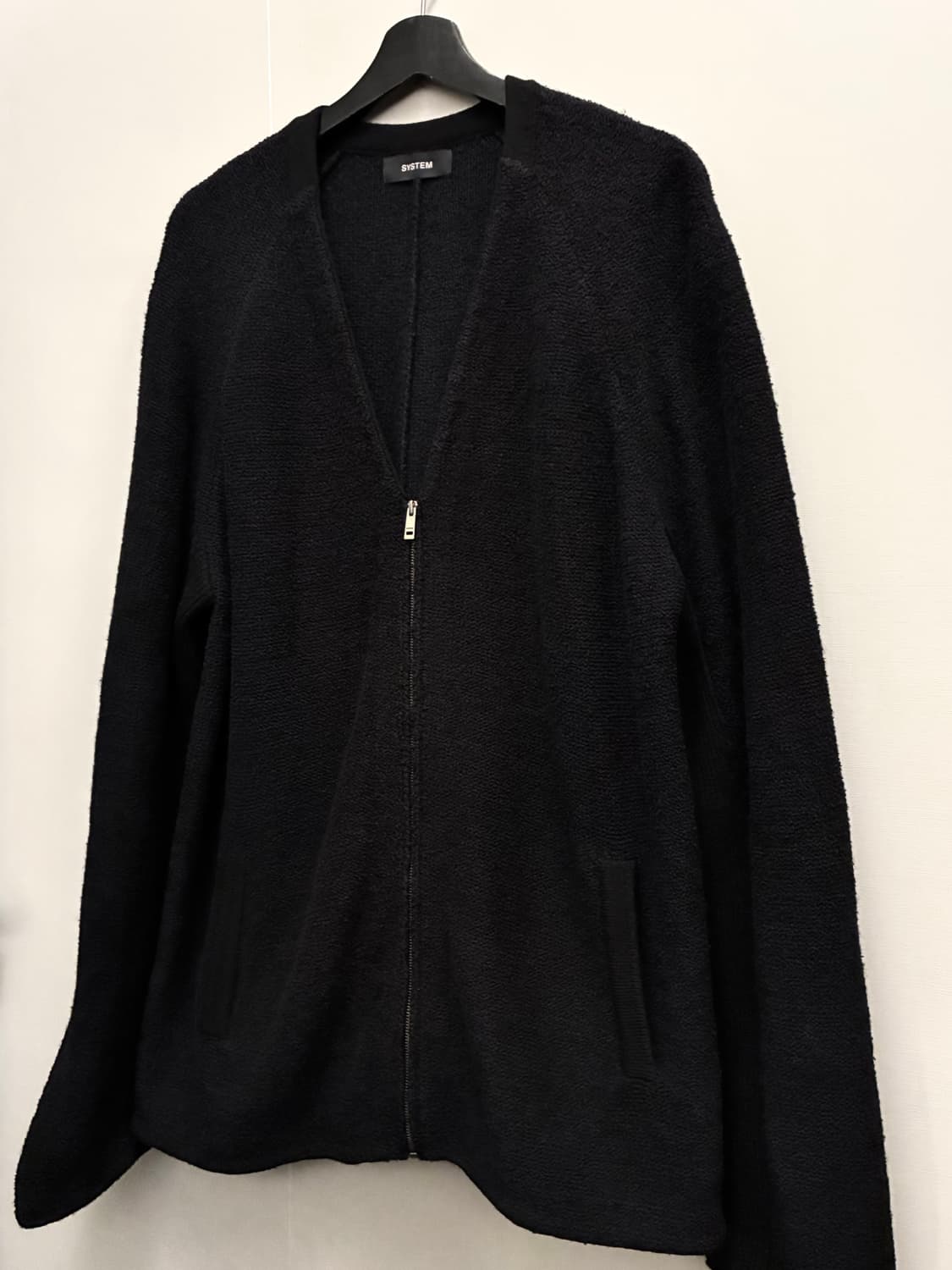 (L/105)System 시스템옴므 울 코튼 논카라 집업 니트가디건 상품이미지2