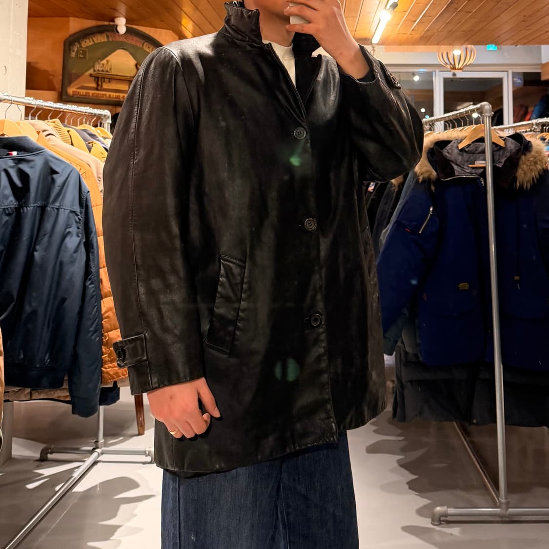 Guess 게스 헤비 카우레더 카 코트 XL 소가죽 자켓 상품이미지2