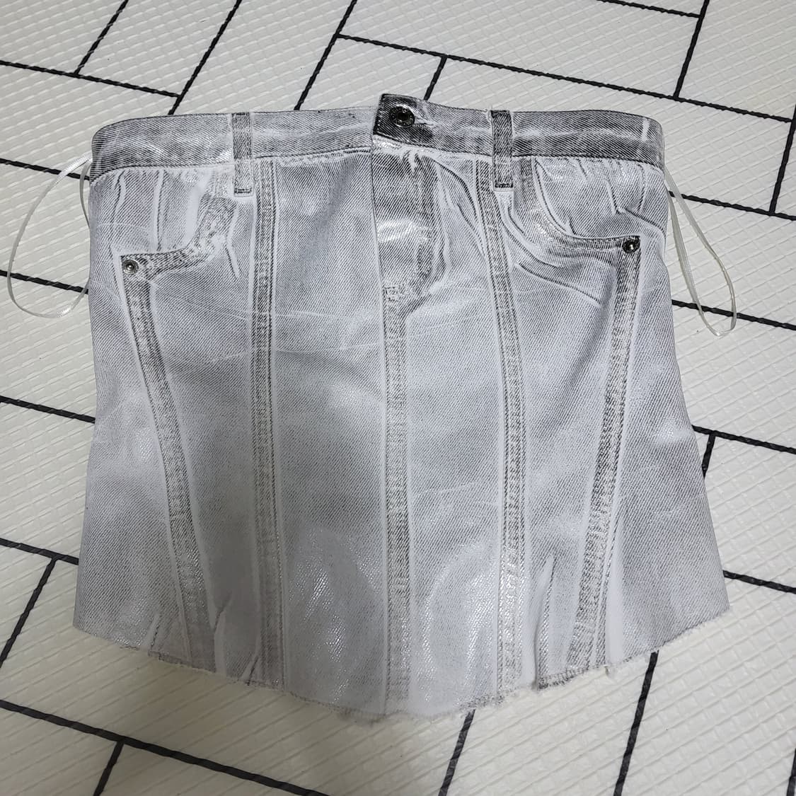 새상품 ZARA 데님 튜브탑 뷔스티에 크롭 코르셋 M 상품이미지5
