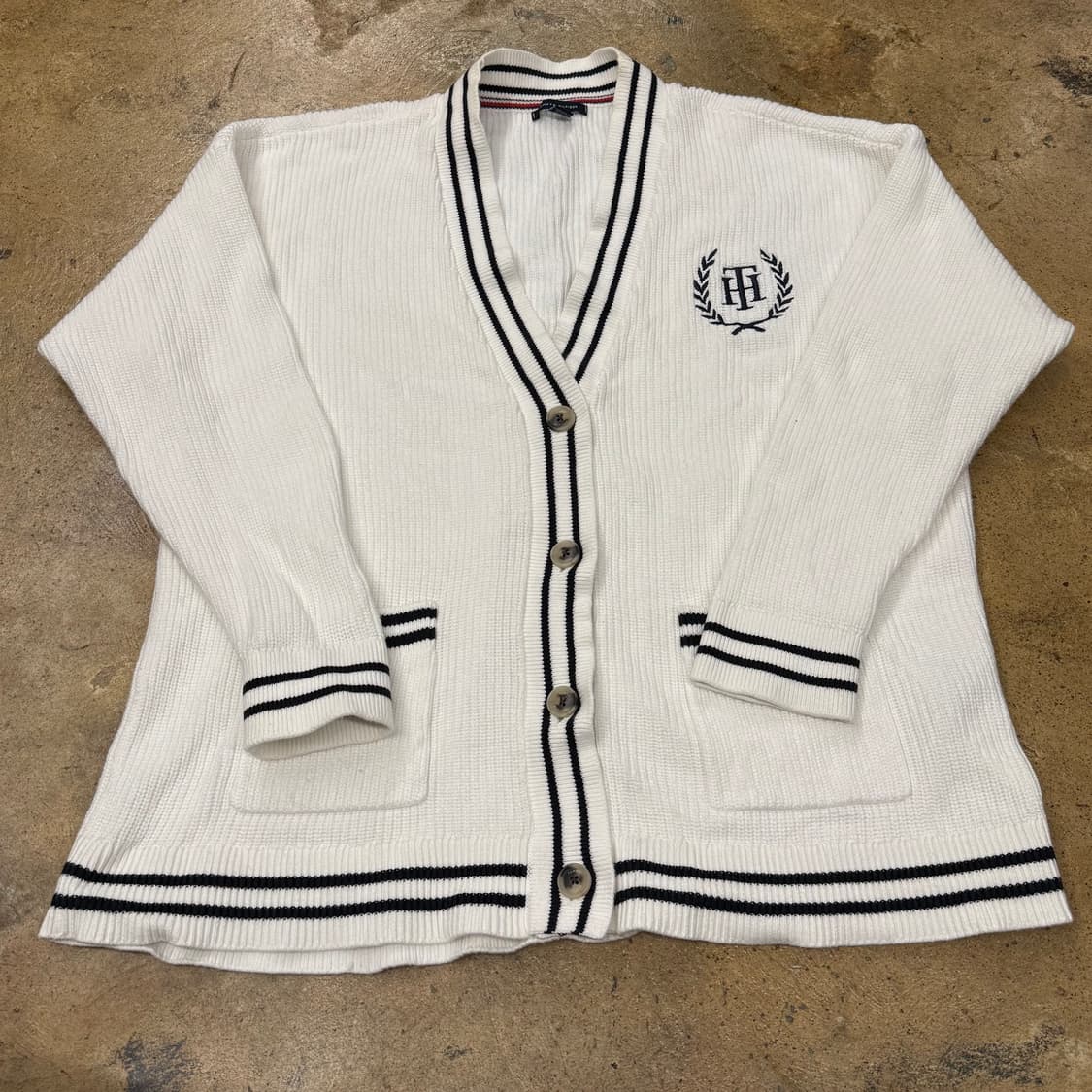 [정품/XL] 타미힐피거 화이트 브이넥 가디건 b10 상품이미지2
