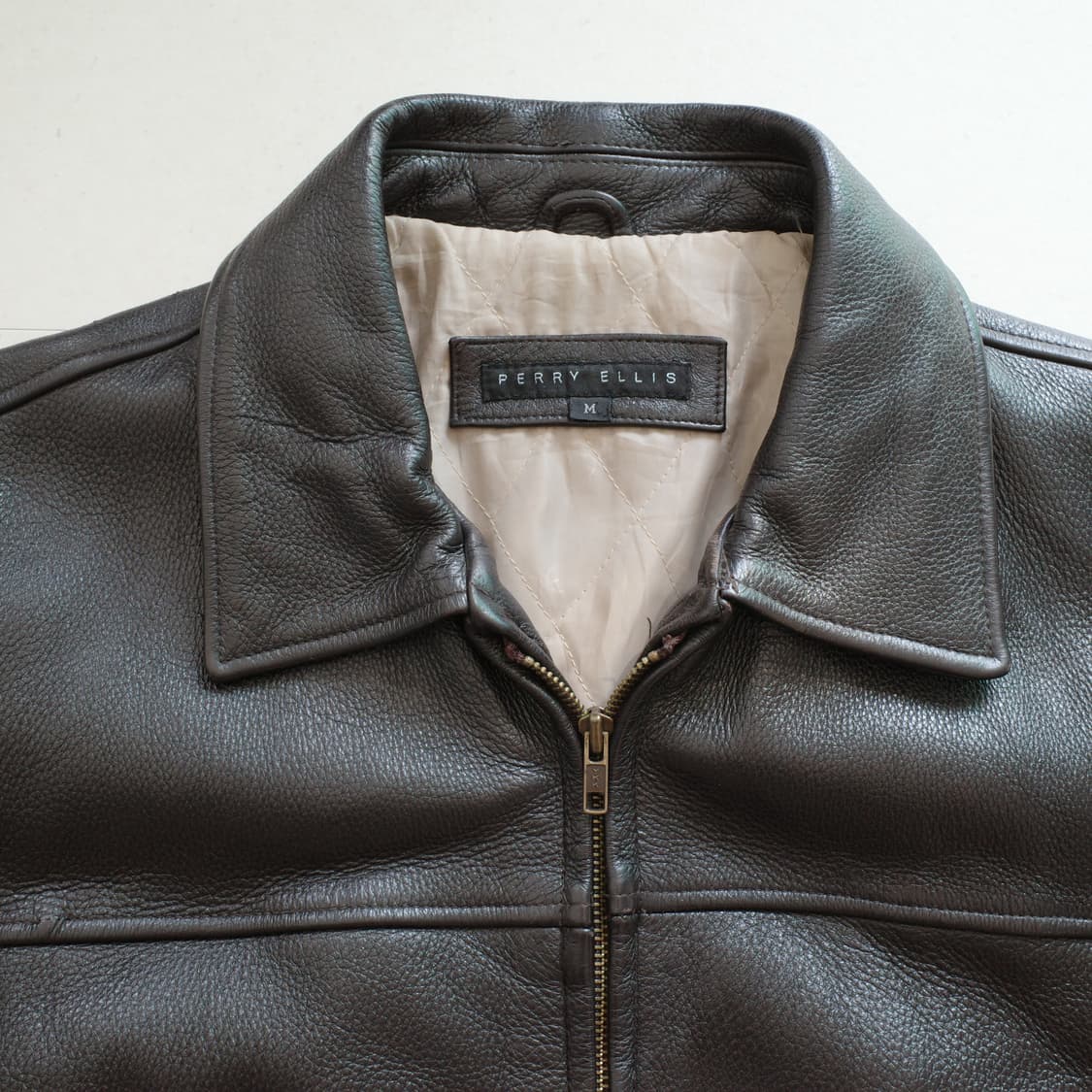 90s 페리엘리스 퀼팅안감 가죽 블루종 PERRY ELLIS  상품이미지2