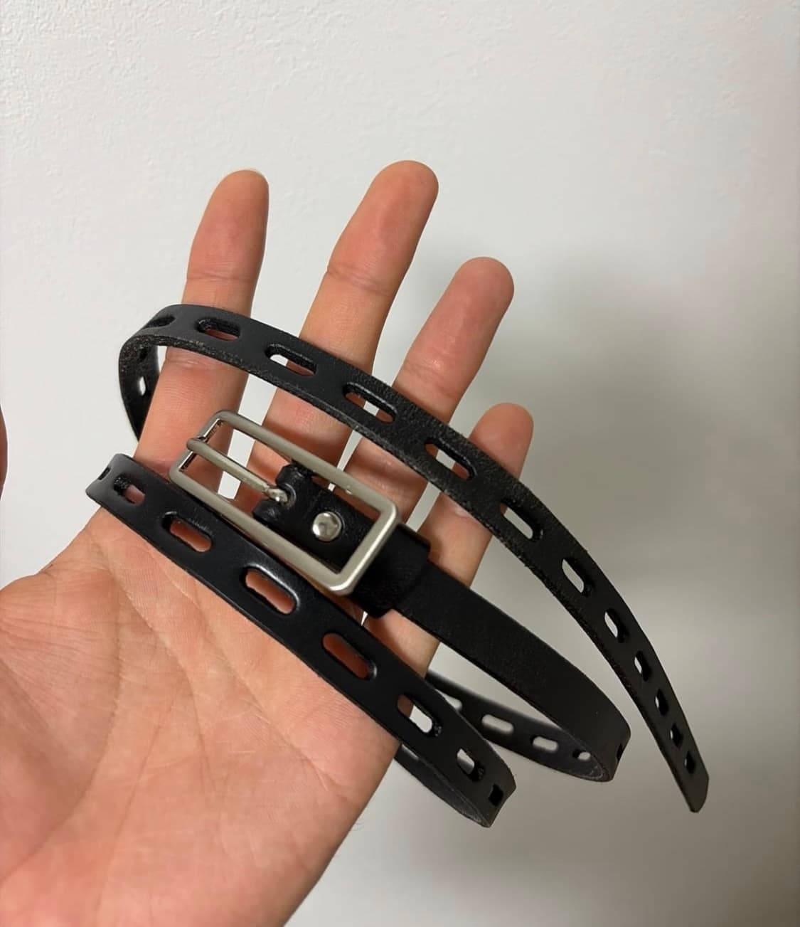 black thin leather belt 상품이미지2