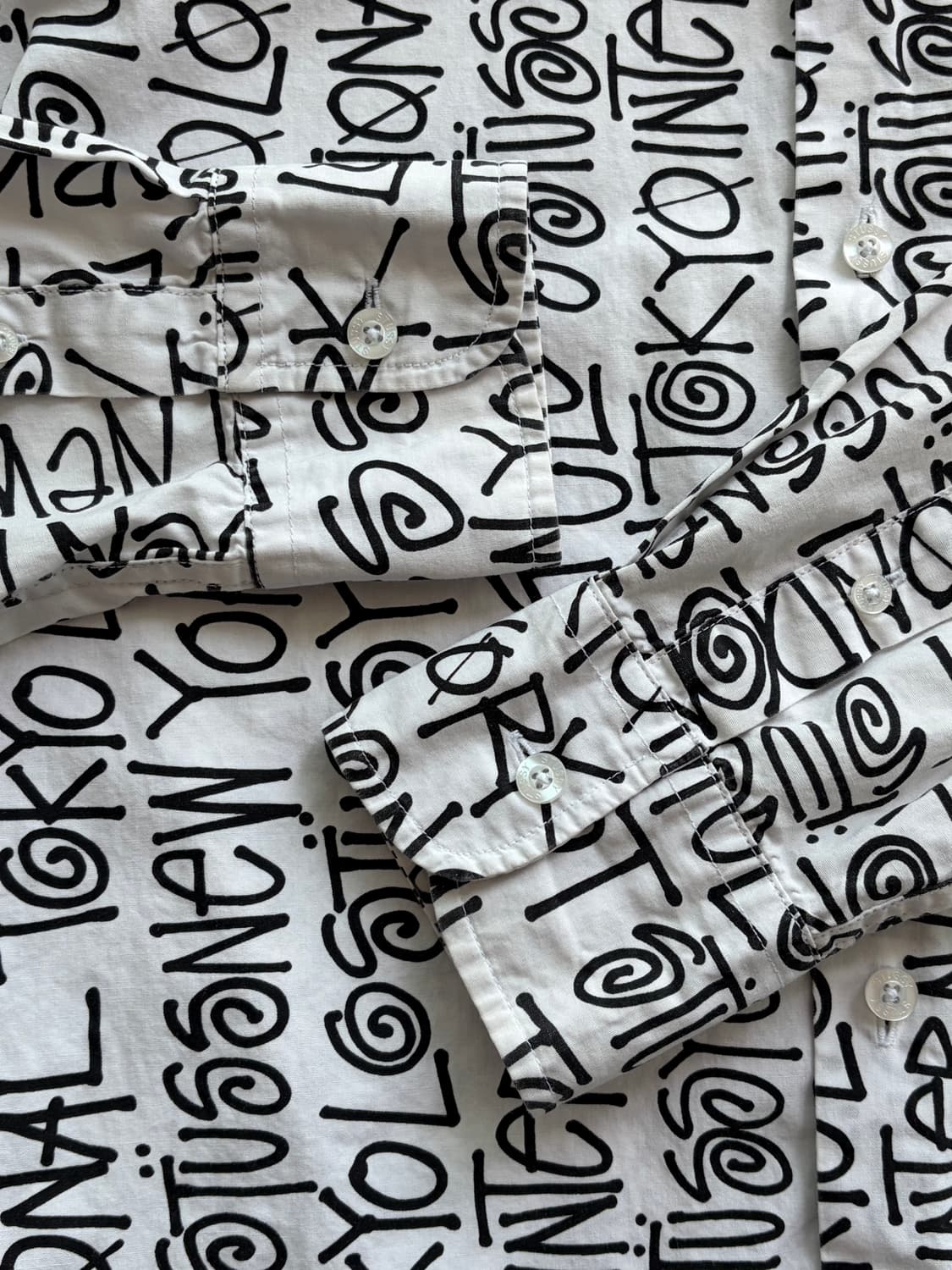 00s 올드 스투시 stussy 레터링 패턴 셔츠 M (103) 상품이미지4