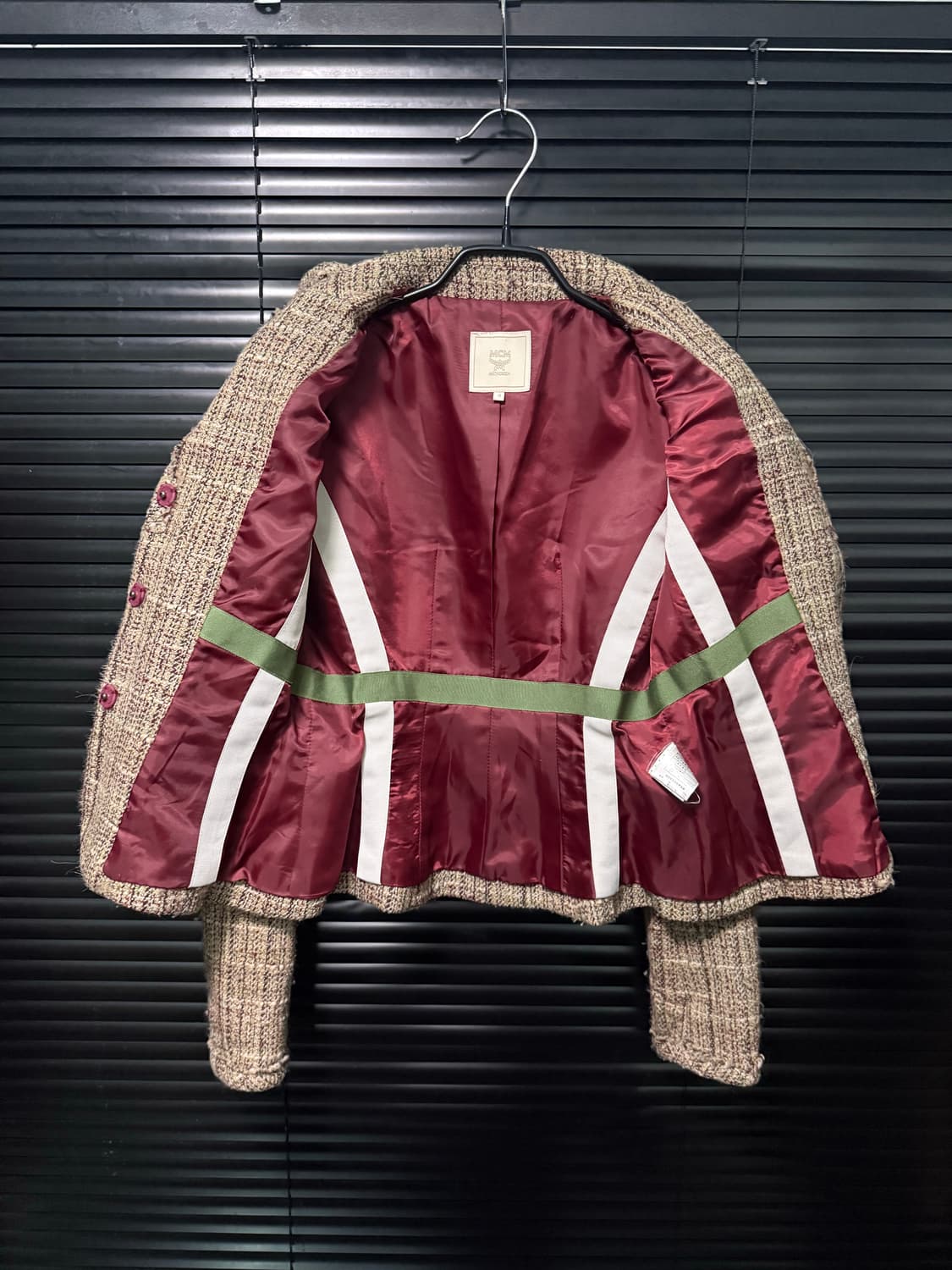 MCM 울 트위드 체크 자켓 엠씨엠 명품 빈티지 크롭 브라운 갈색 베이지 상품이미지5