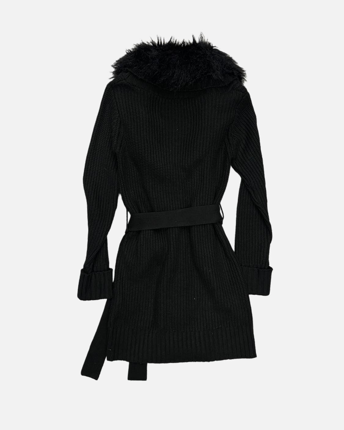 black fur belted knit coat 상품이미지5