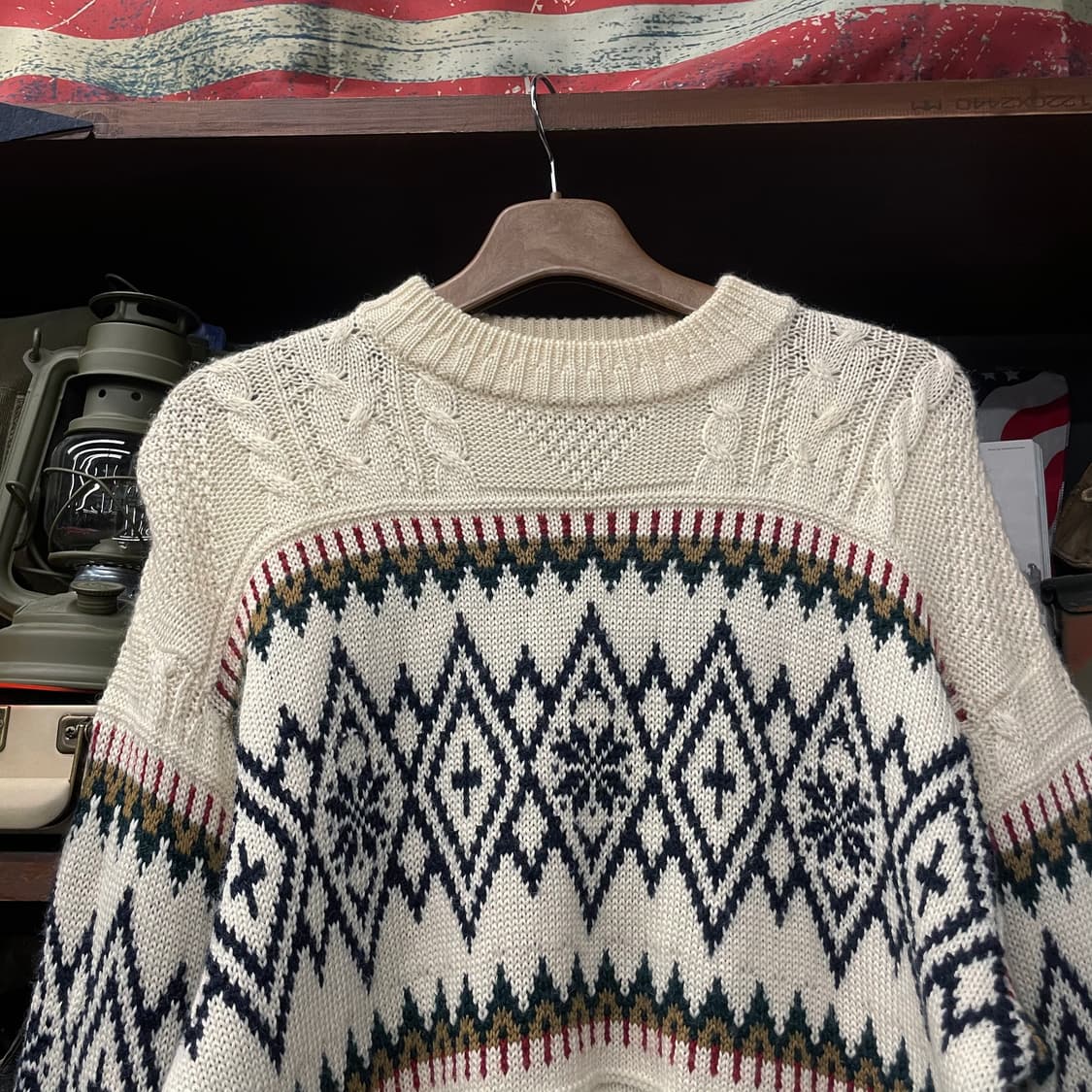 90s 미츠미네 케이블 멀티 아가일 패턴 루즈핏 니트 스웨터 N343 상품이미지3
