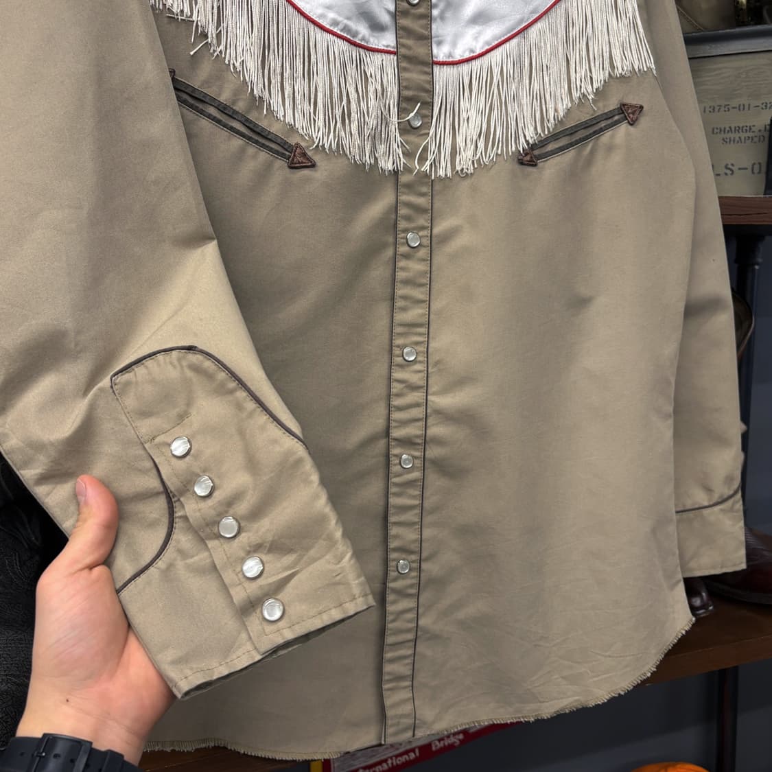 SUTRES 멕시코 새틴 프린지 셔링 웨스턴 셔츠 N515 상품이미지4