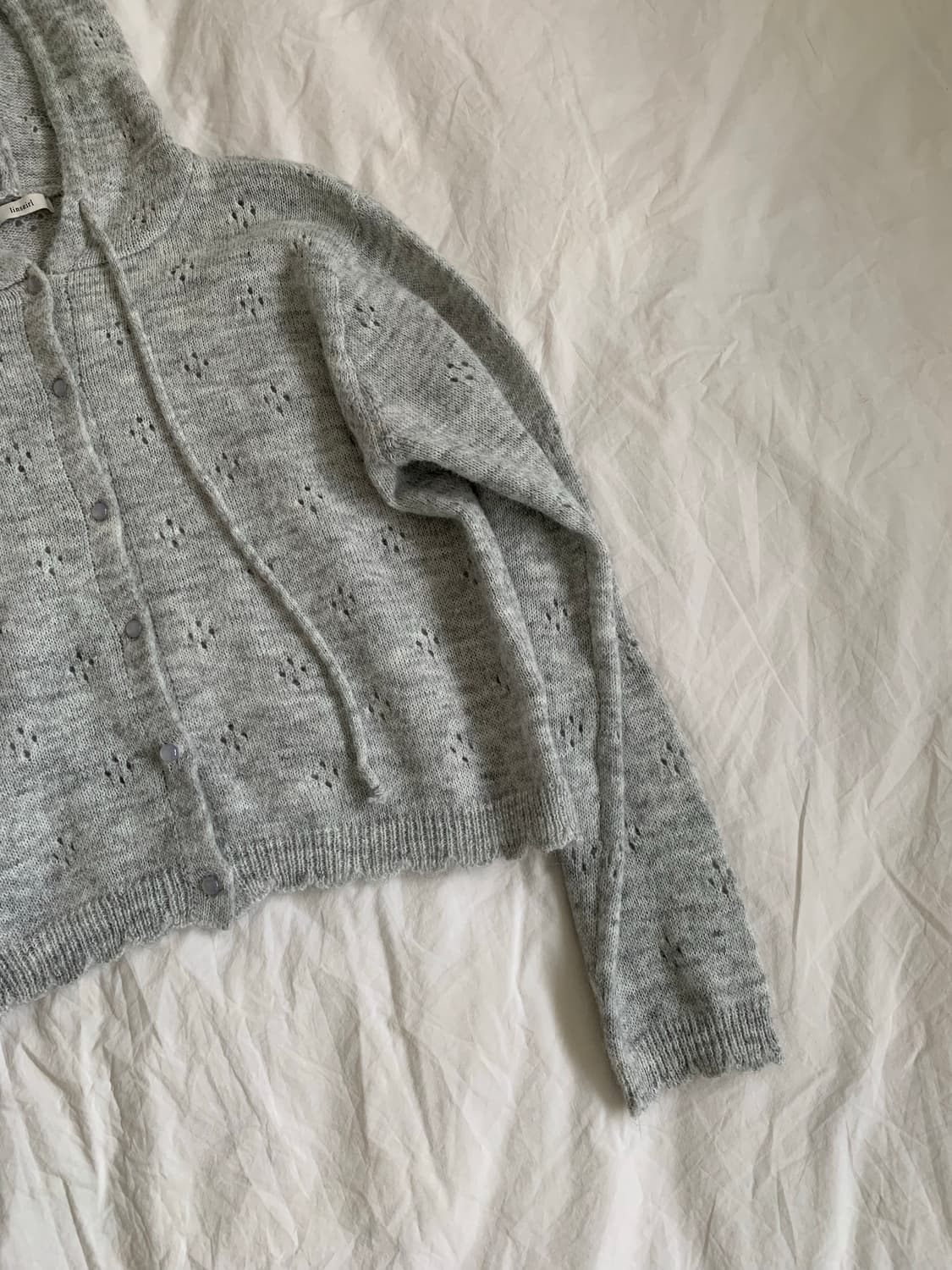 그레이 펀칭 니트 후디 상품이미지3