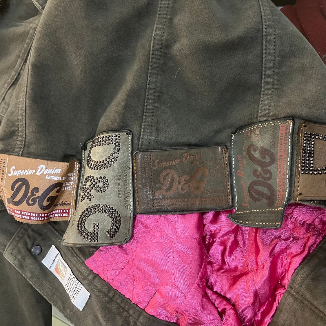 D&G 돌체앤가바나 카키 코튼 패치 트러커 자켓 S 상품이미지6