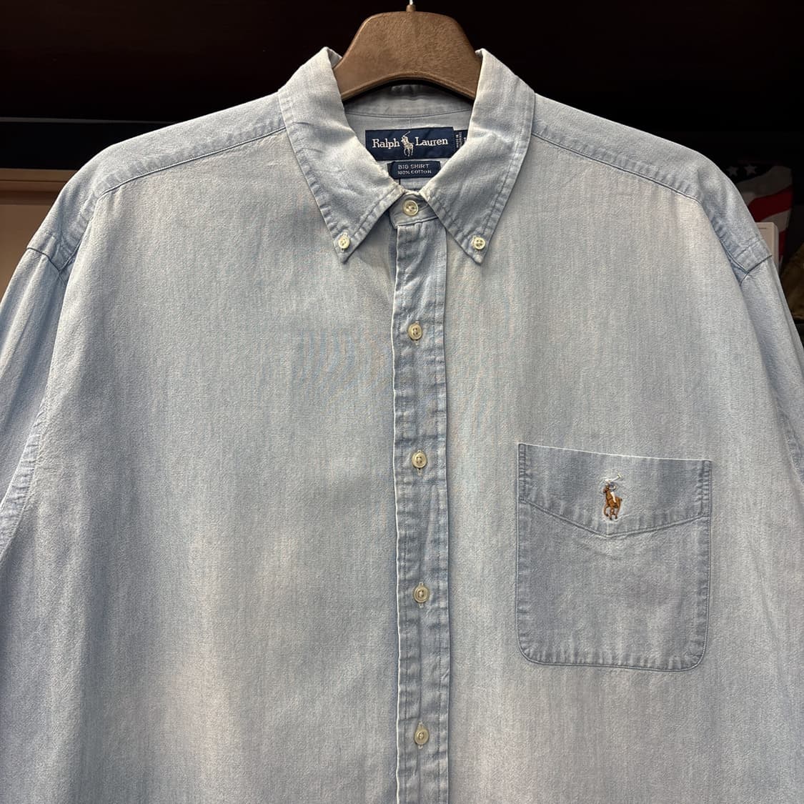 90s 폴로 랄프로렌 빅셔츠 라인 워크포켓 샴브레이셔츠 N1012 상품이미지3