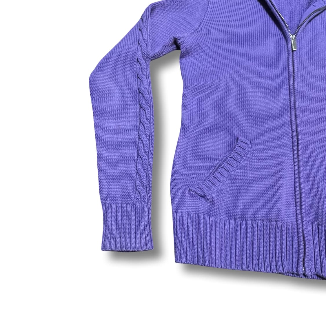 [M] 폴로 랄프로렌 빈티지 퍼플 꽈배기 니트 집업 상품이미지4