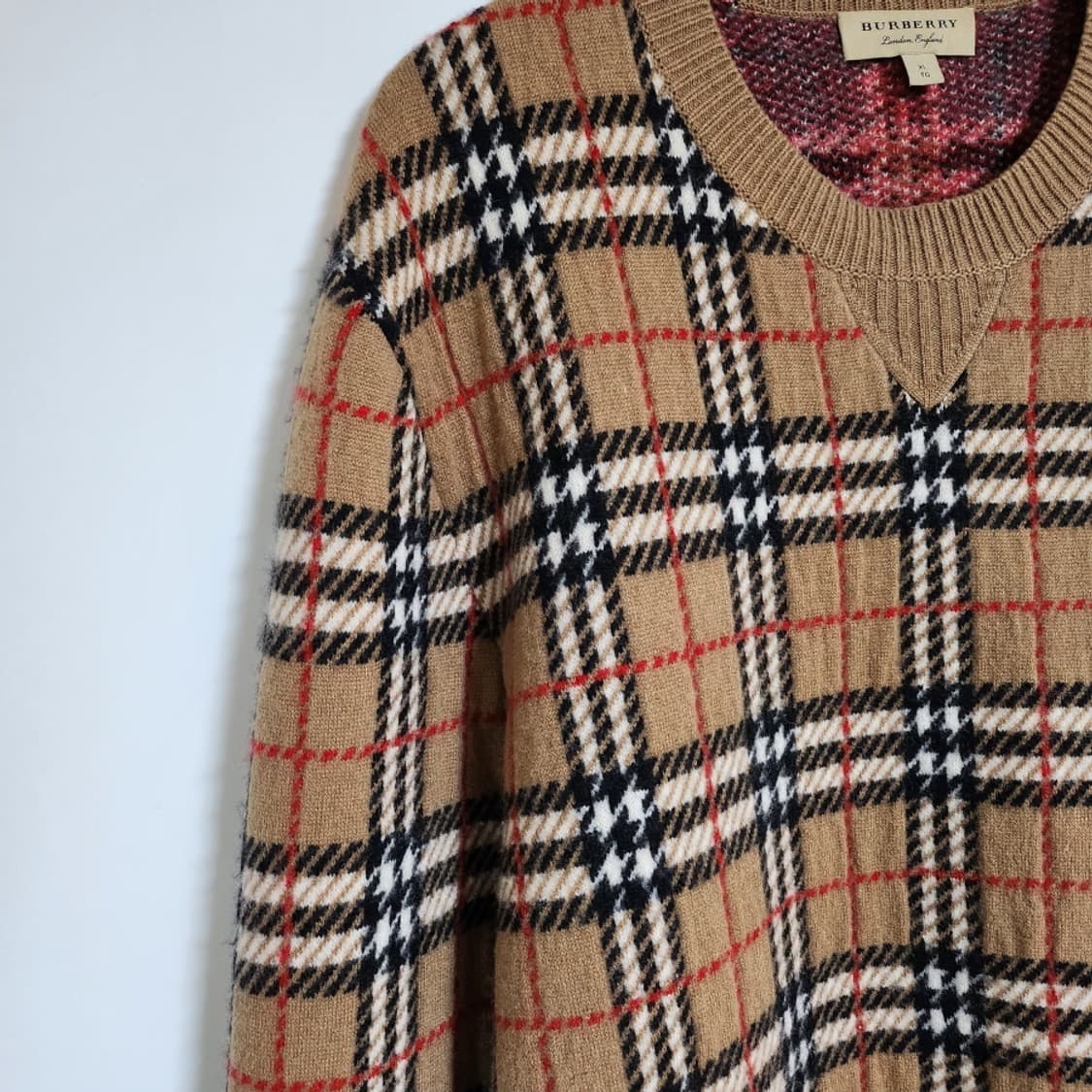 [XL] 버버리 체크 캐시미어 남성 니트 8005117 상품이미지3