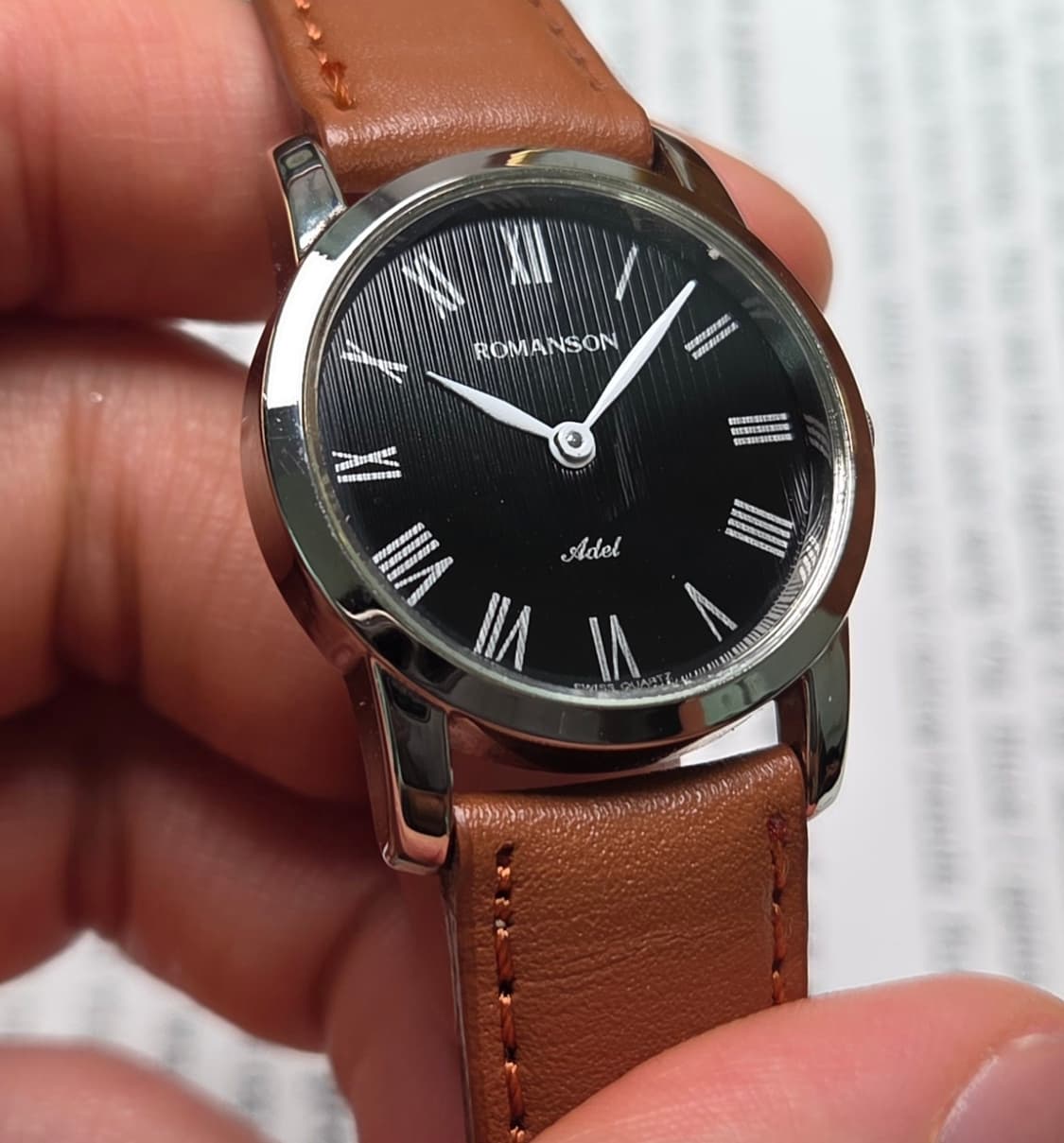 빈티지 로만손 아델 블랙로만 슬림쿼츠 드레스워치 여성용 상품이미지3