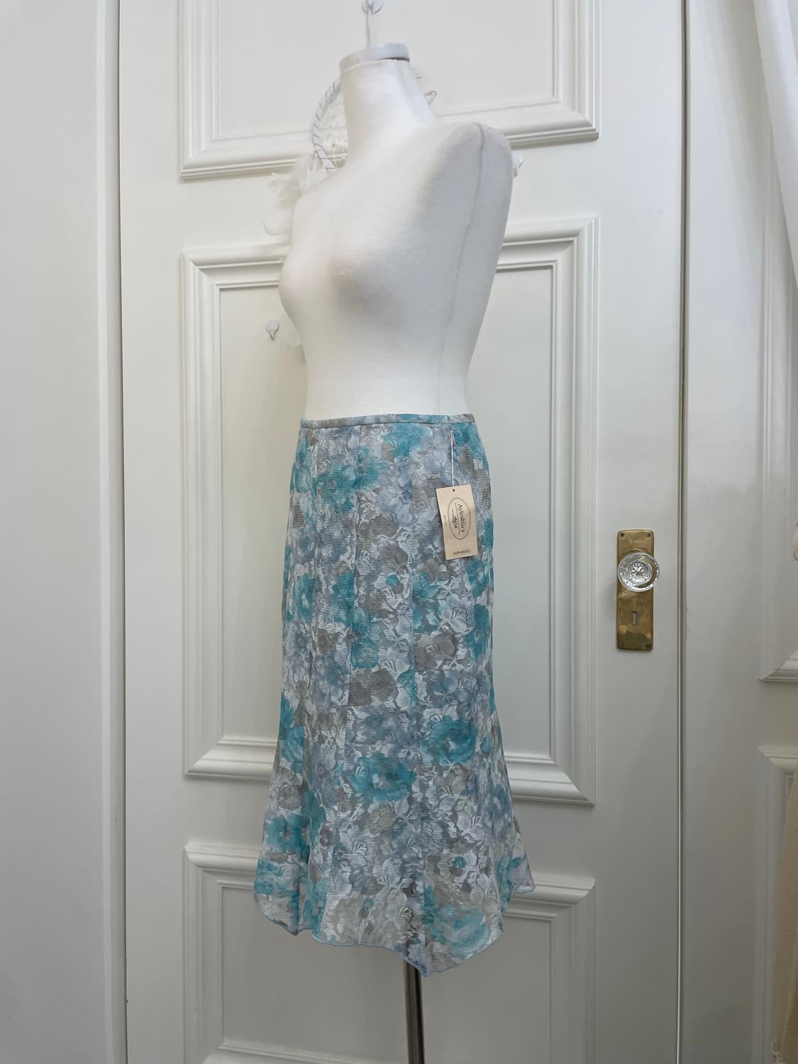 blue flower lace flare summer skirt 상품이미지2