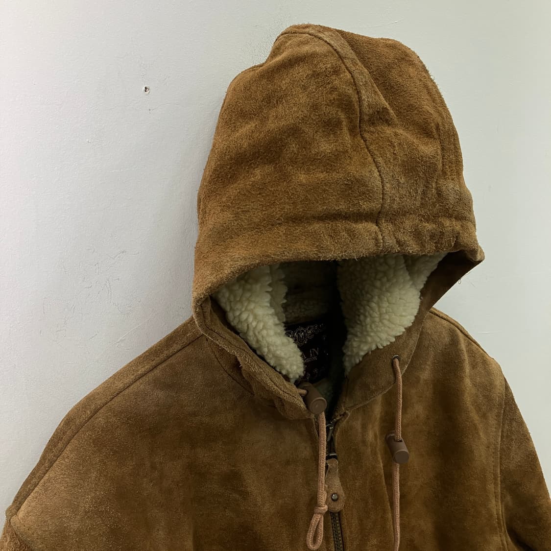 VTG 빈티지 쉐르파 소가죽 스웨이드 후드집업 M 상품이미지5