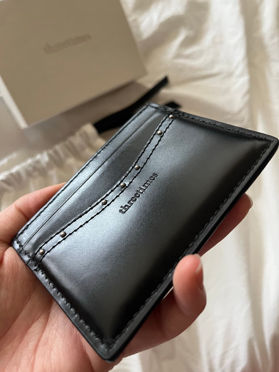 쓰리타임즈 스터드 카드 홀더 블랙 상품이미지6