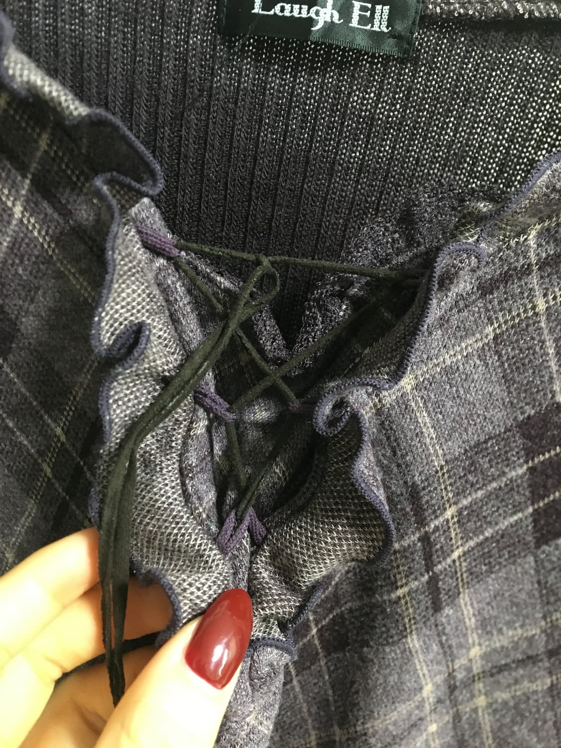 무료배송) 프릴 체크 니트 상품이미지4