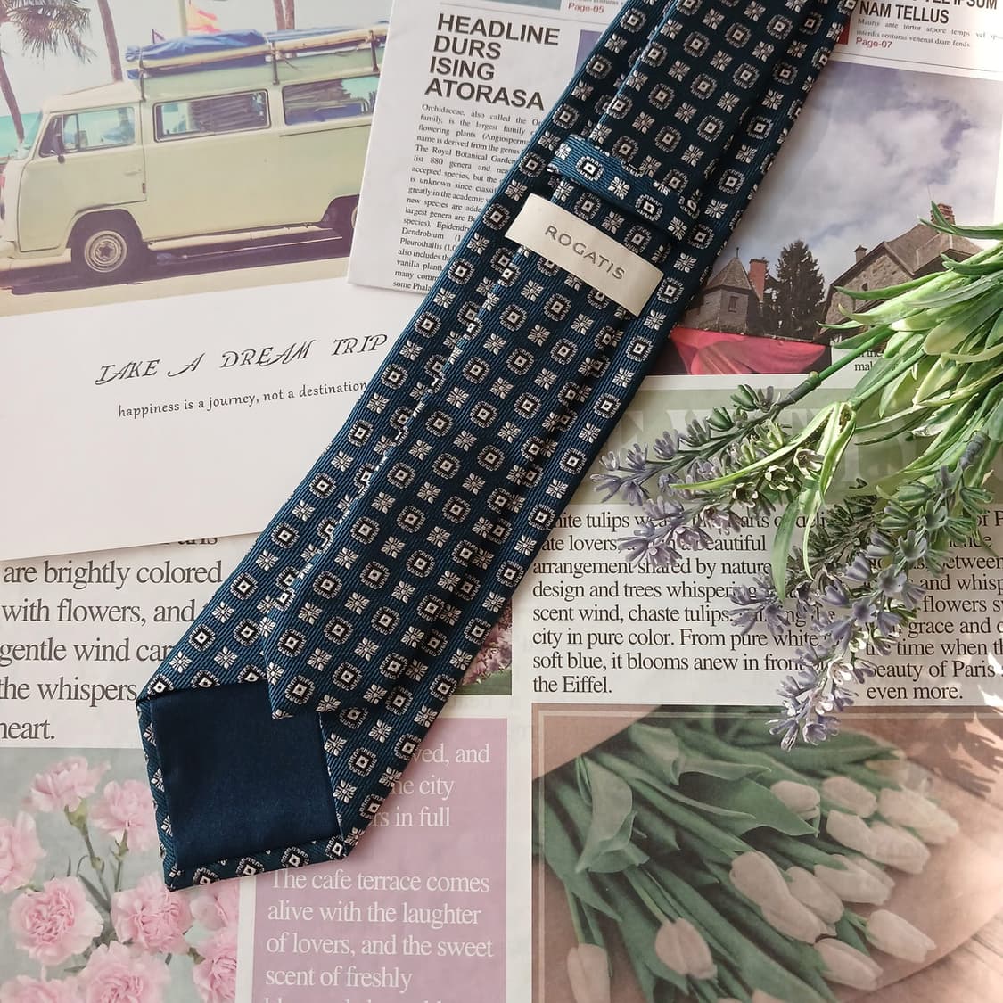 로가디스 실크&폴리 블루 지오메트릭 넥타이 8cm A+등급 A18879
 상품이미지3