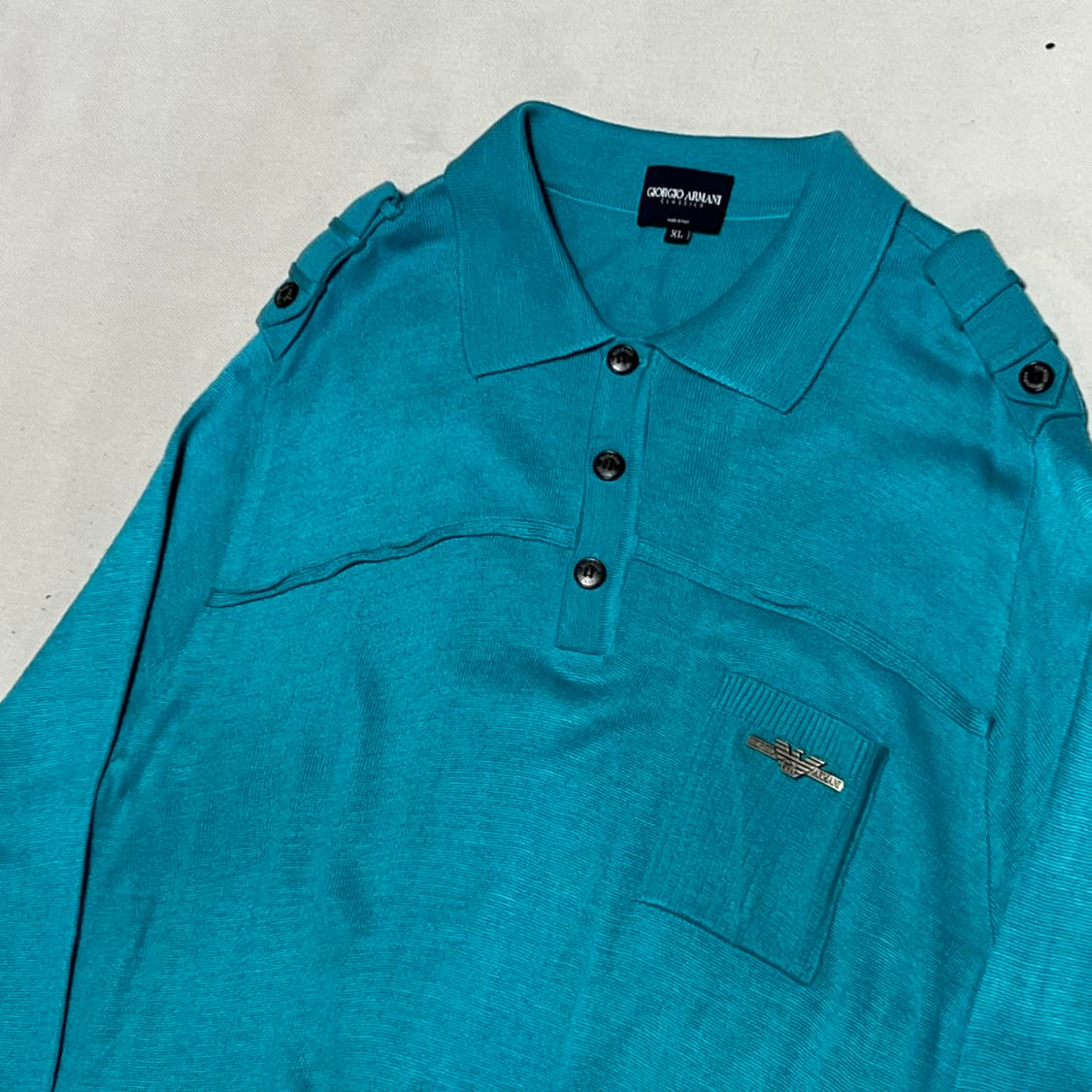 XL 조르지오 아르마니 원포켓 견장 카라 니트 상품이미지1
