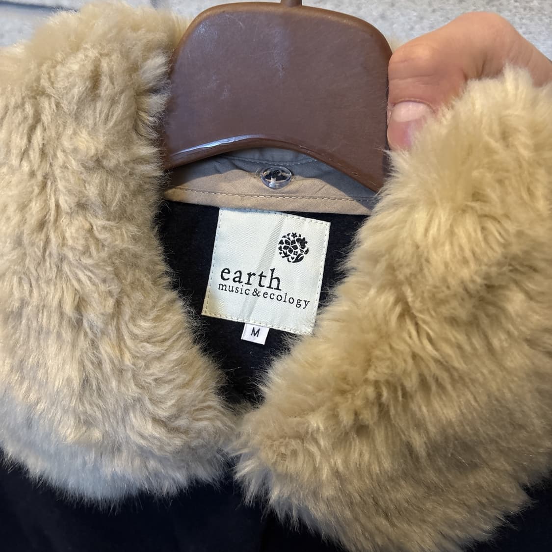 JPN VINTAGE 퍼카라 하프 코트 히든버튼 투포켓 디테일 네이비 상품이미지8