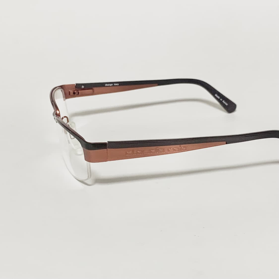 973 오버사이즈 슬림 브라운/코퍼 사각 반무테 안경테 픽키 상품이미지9