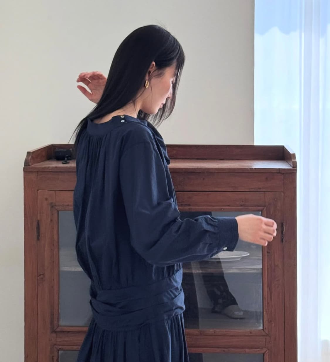 [새 상품]언앤써드미스테리 핀턱 루즈 원피스(네이비) 상품이미지1