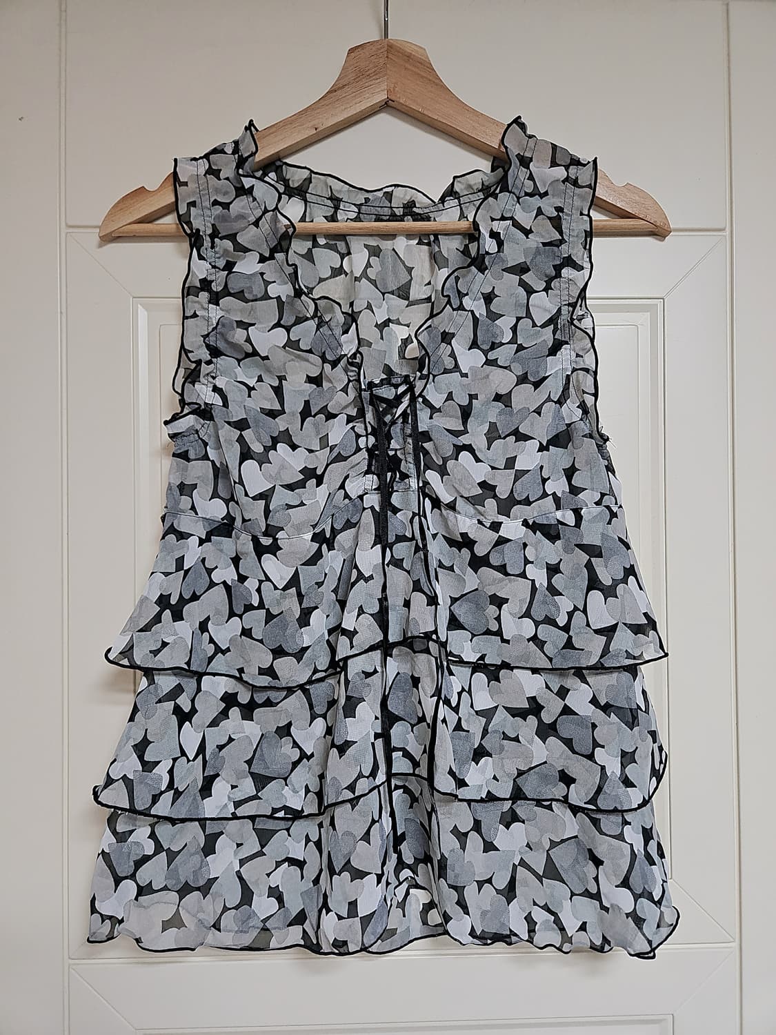 캉캉 레이어드 하트 갸루 슬리브리스 나시  상품이미지1