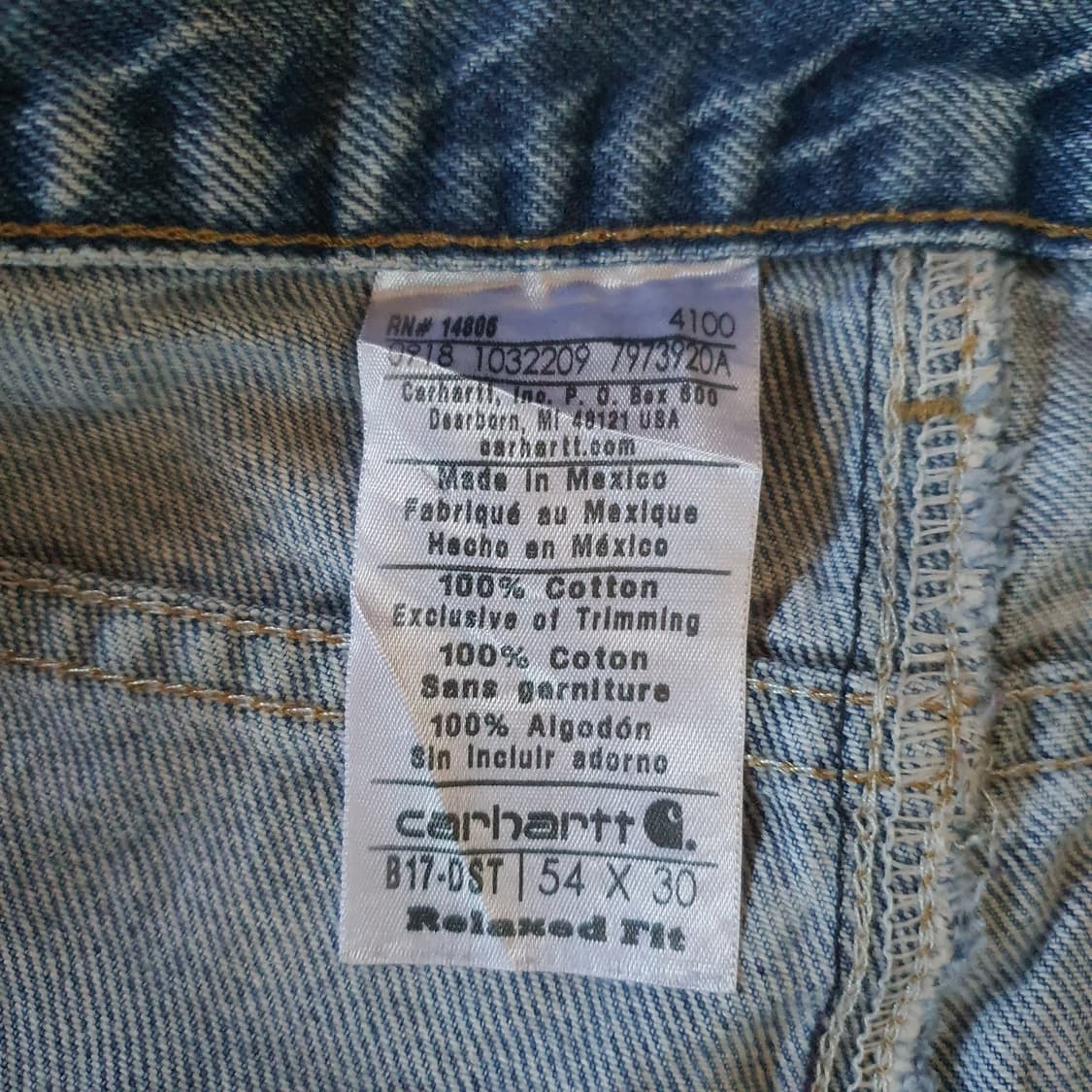 빅사이즈 칼하트 빈티지 데님 팬츠 No.46 상품이미지4