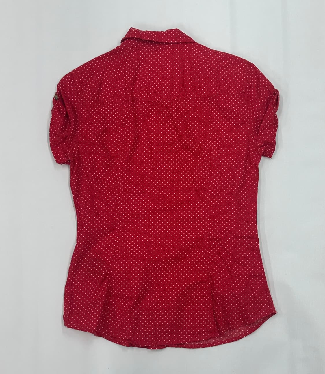 L.O.G.G y2k 복고 도트 레드  반팔 셔츠 허리라인 헬키깔  상품이미지4