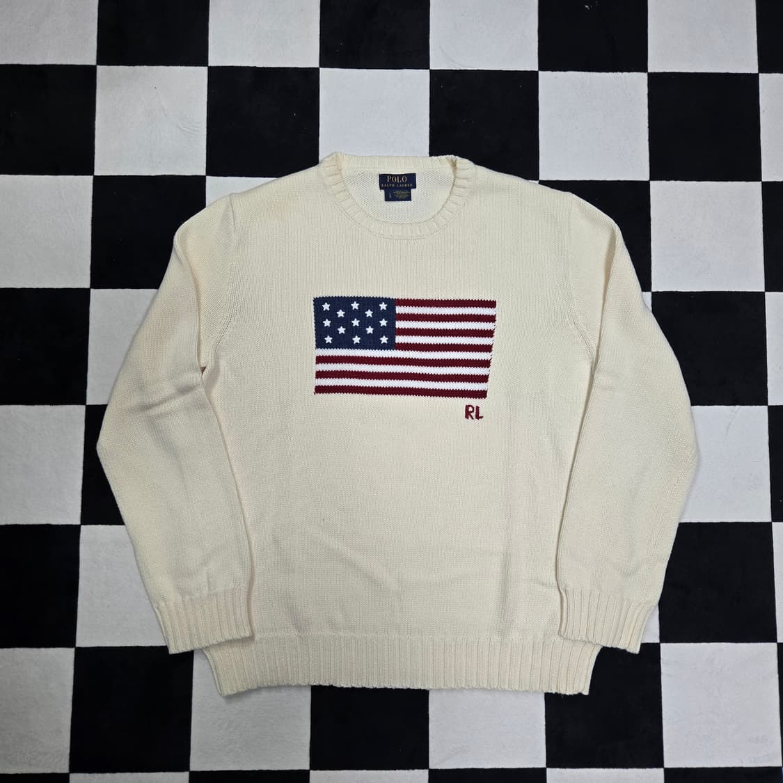 M 폴로랄프로렌 성조기니트 크림 made in usa 상품이미지1