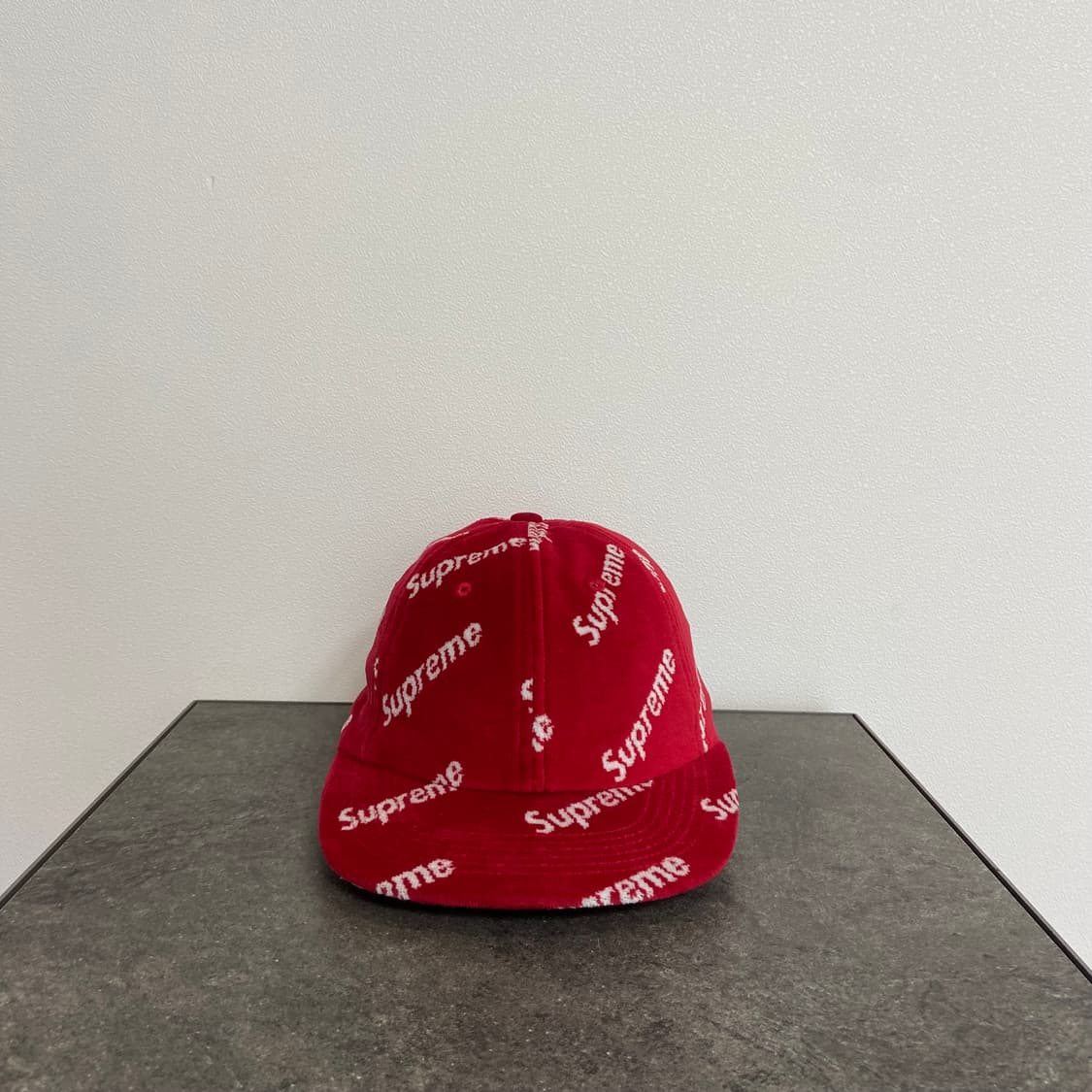 슈프림 벨루어 다이애그널 로고 레드 볼캡 볼캡 모자 6패널 캡 상품이미지1