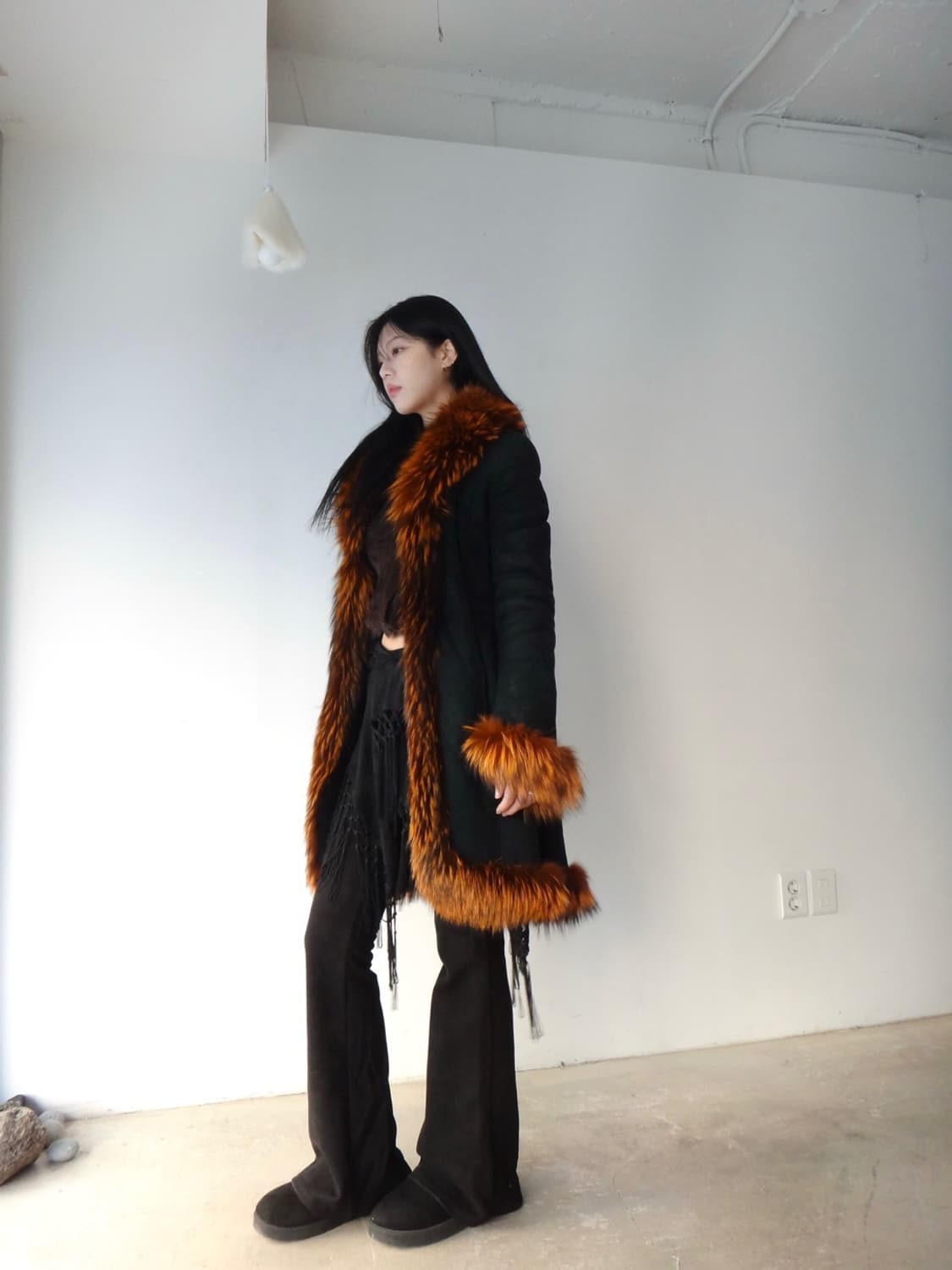 Dark fox fur mustang jacket / black 상품이미지7