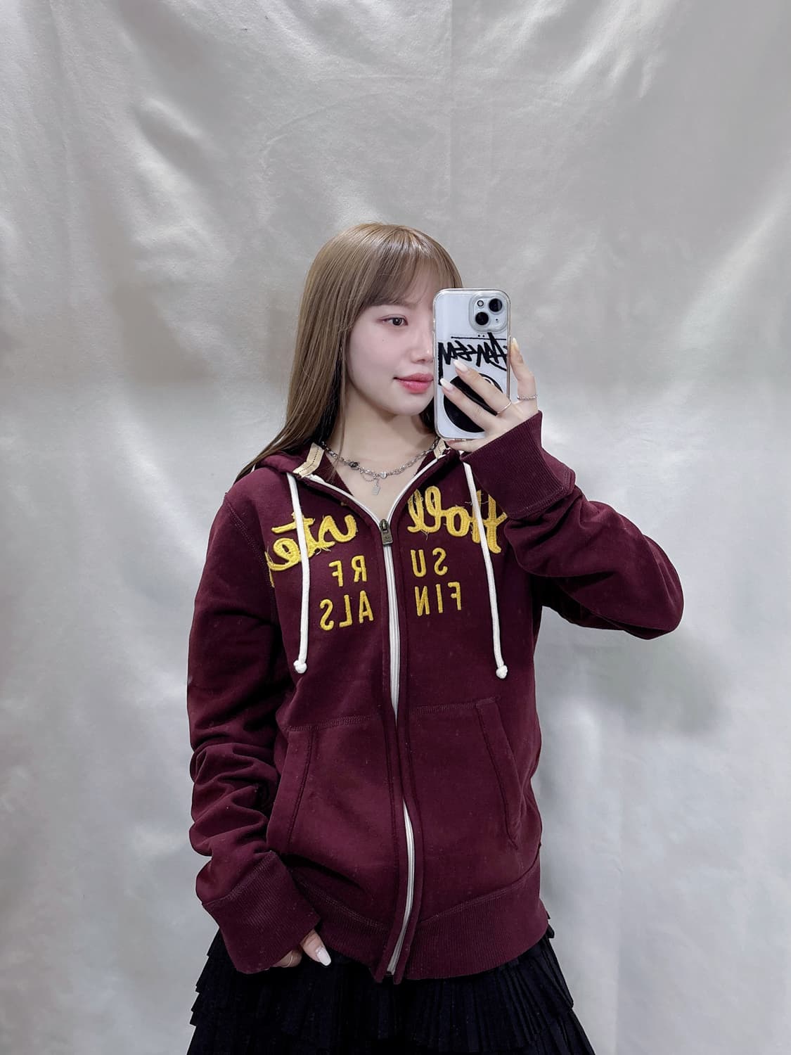 홀리스터 버건디 빅로고 후드집업  상품이미지1