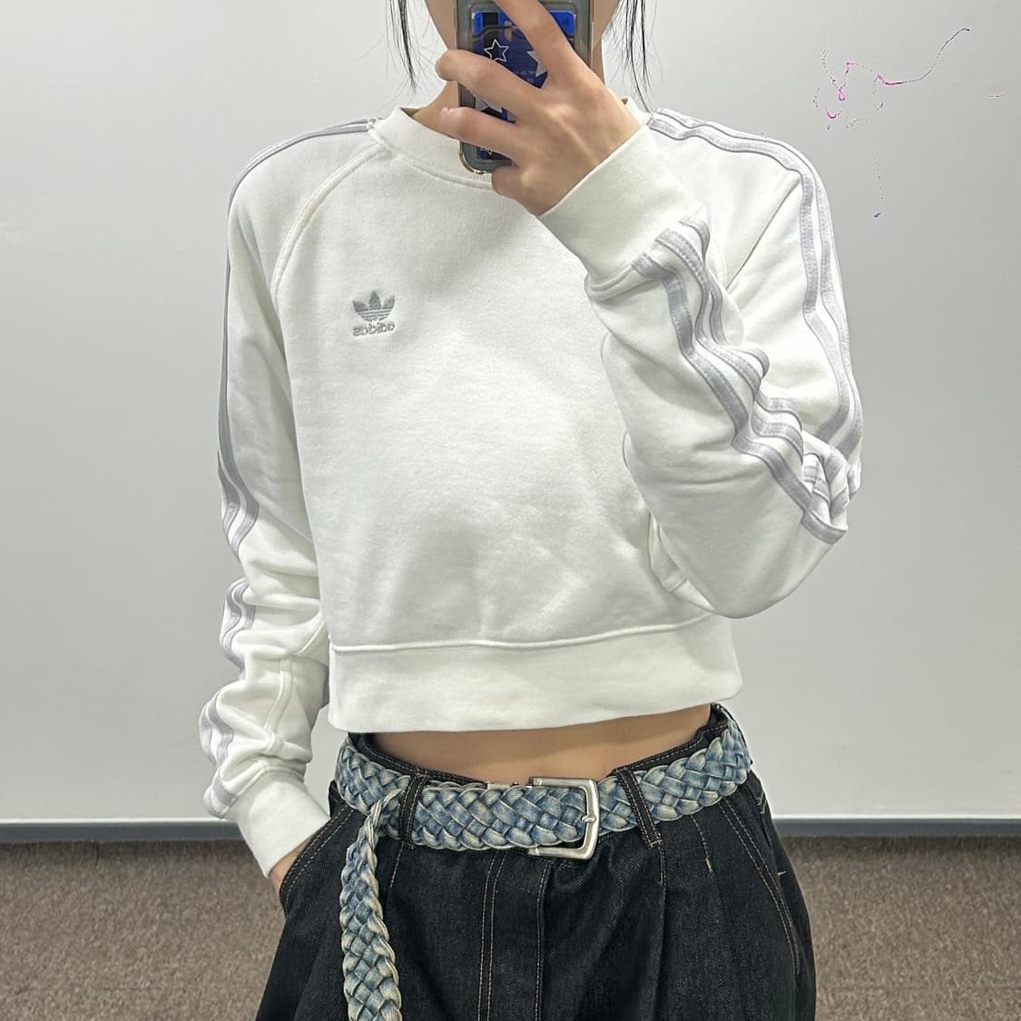 Adidas 아디다스 실버 파이어버드 크롭 맨투맨 상품이미지1