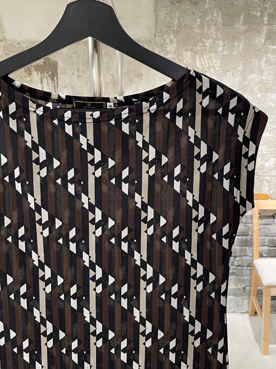 펜디 브라운 주카 패턴 스트라이프 폴리아미드 미디원피스 상품이미지3