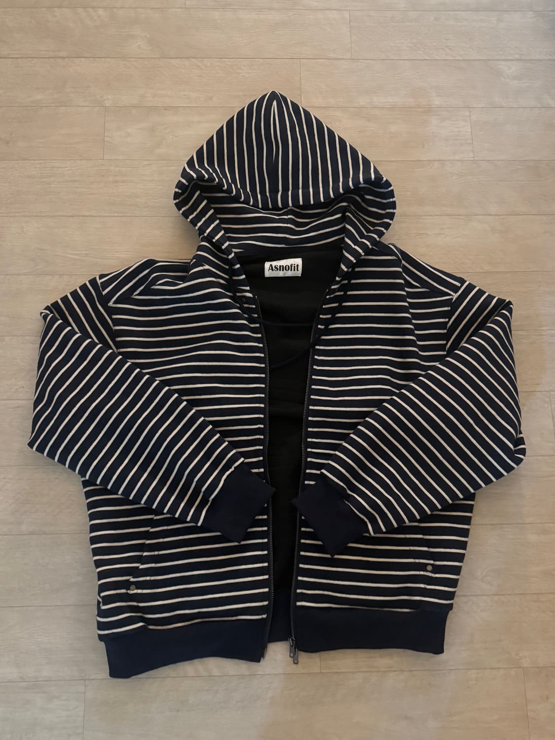 네이비 스트라이프 후드 집업  상품이미지2