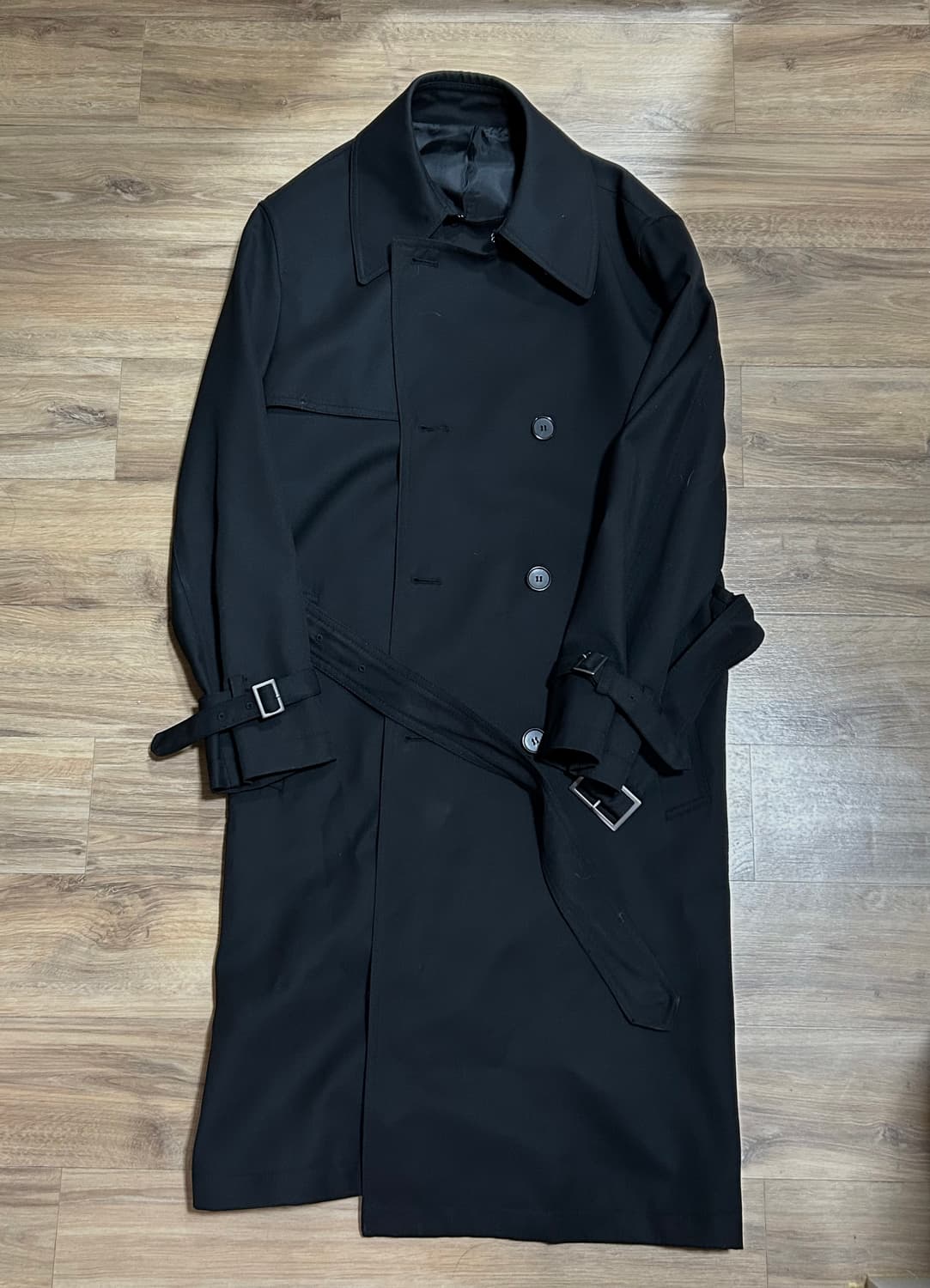 무신사 스탠다드 울 블렌드 오버사이즈 트렌치 코트 [블랙] M 상품이미지1