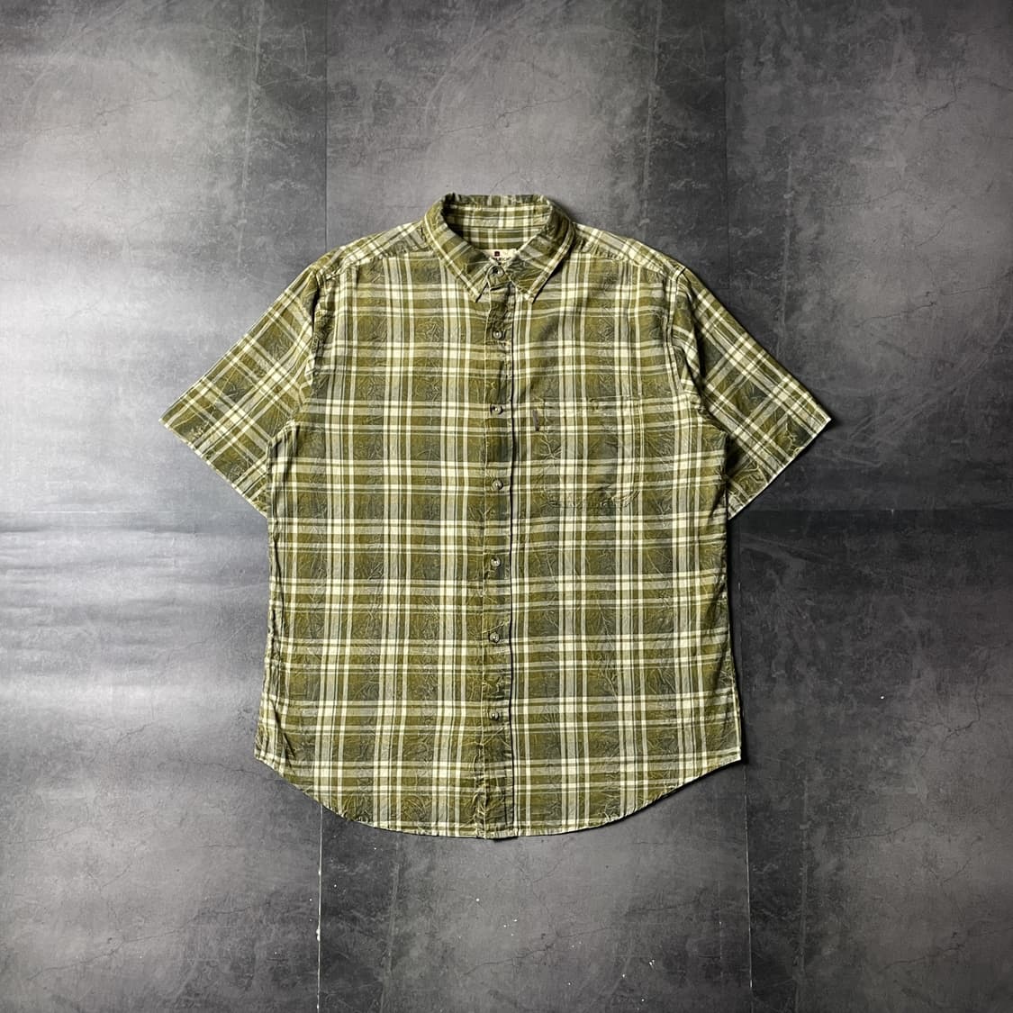 WOOLRICH 울리치 빈티지 올리브 체크 코튼 반팔 셔츠 A00779 상품이미지1