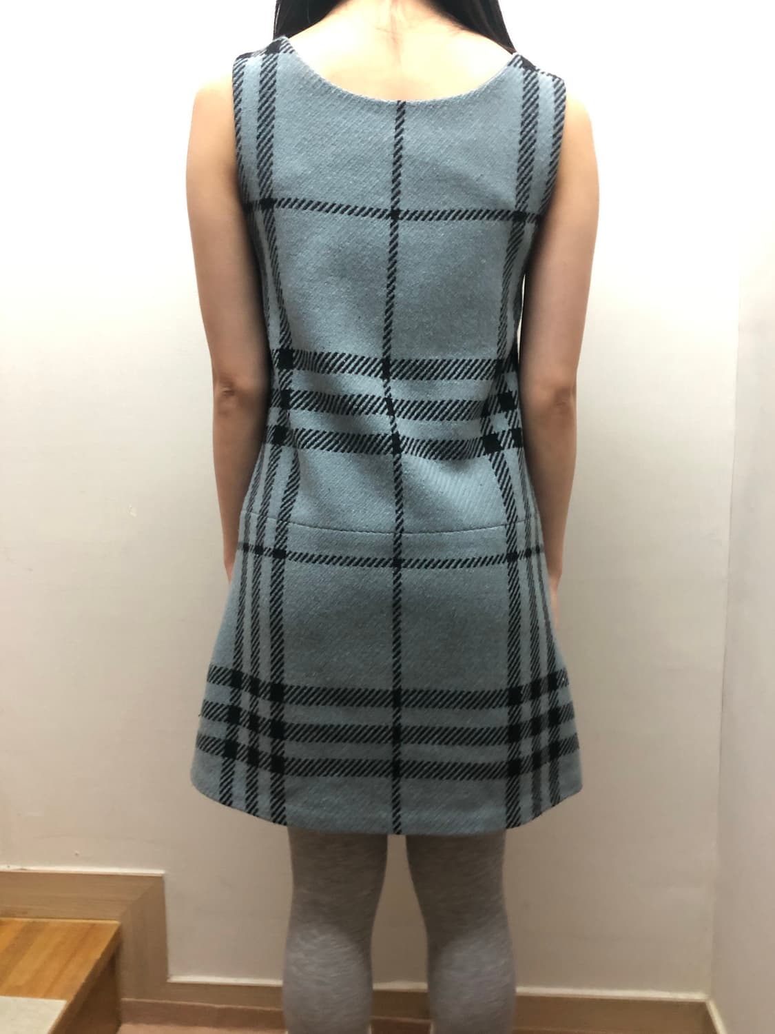 빈티지 블루 체크 포켓 울 원피스 상품이미지9