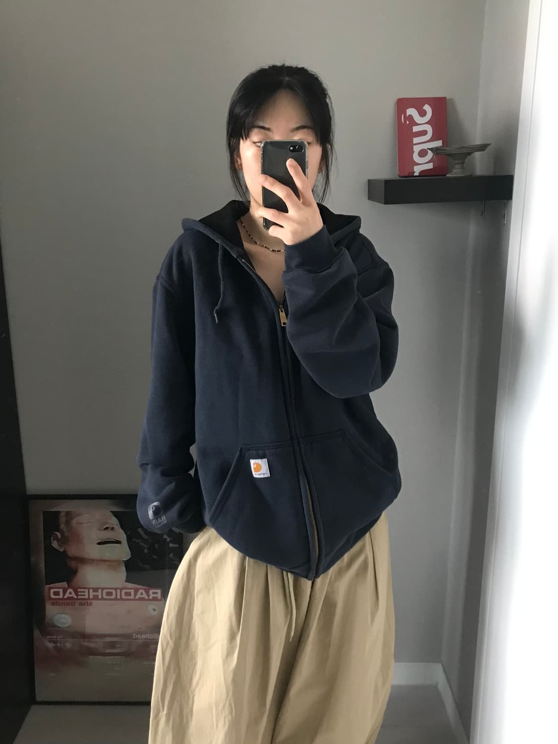 칼하트 레인디펜더 네이비 써멀 후드집업 상품이미지4