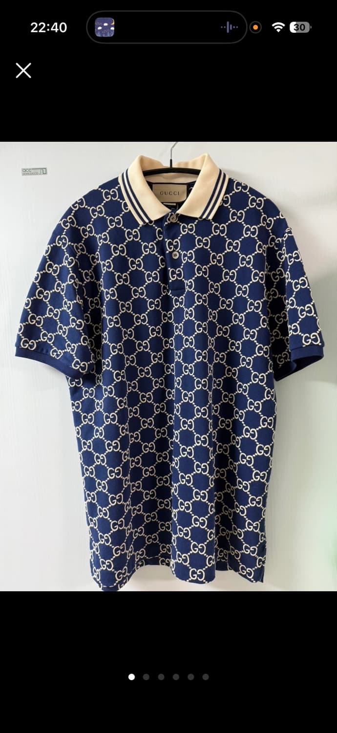 구찌 스트레치 코튼 폴로 다크블루(S) 상품이미지1